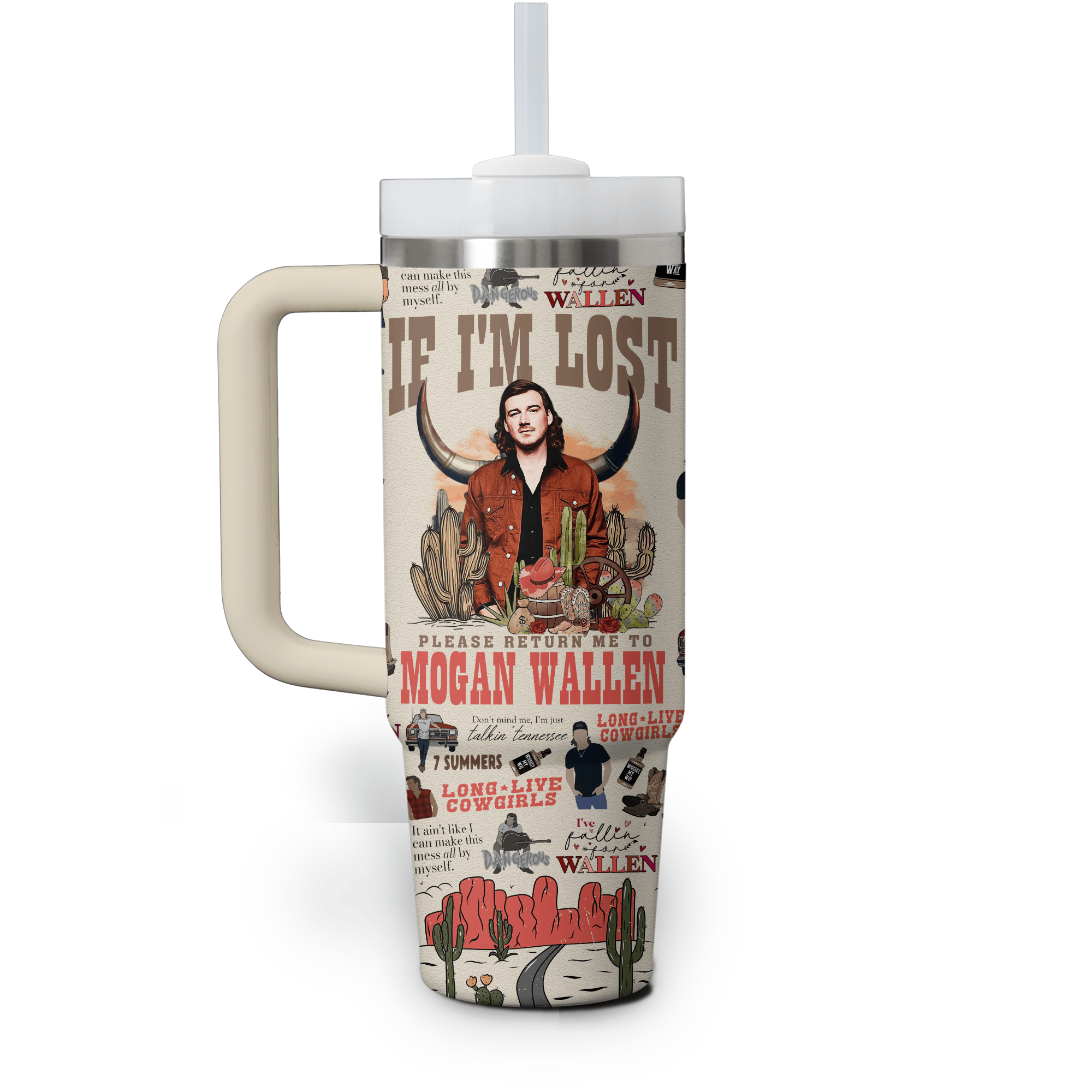 Morgan Wallen Music Custom Stanley Cup 40 oz 30 oz Tumbler With Handle