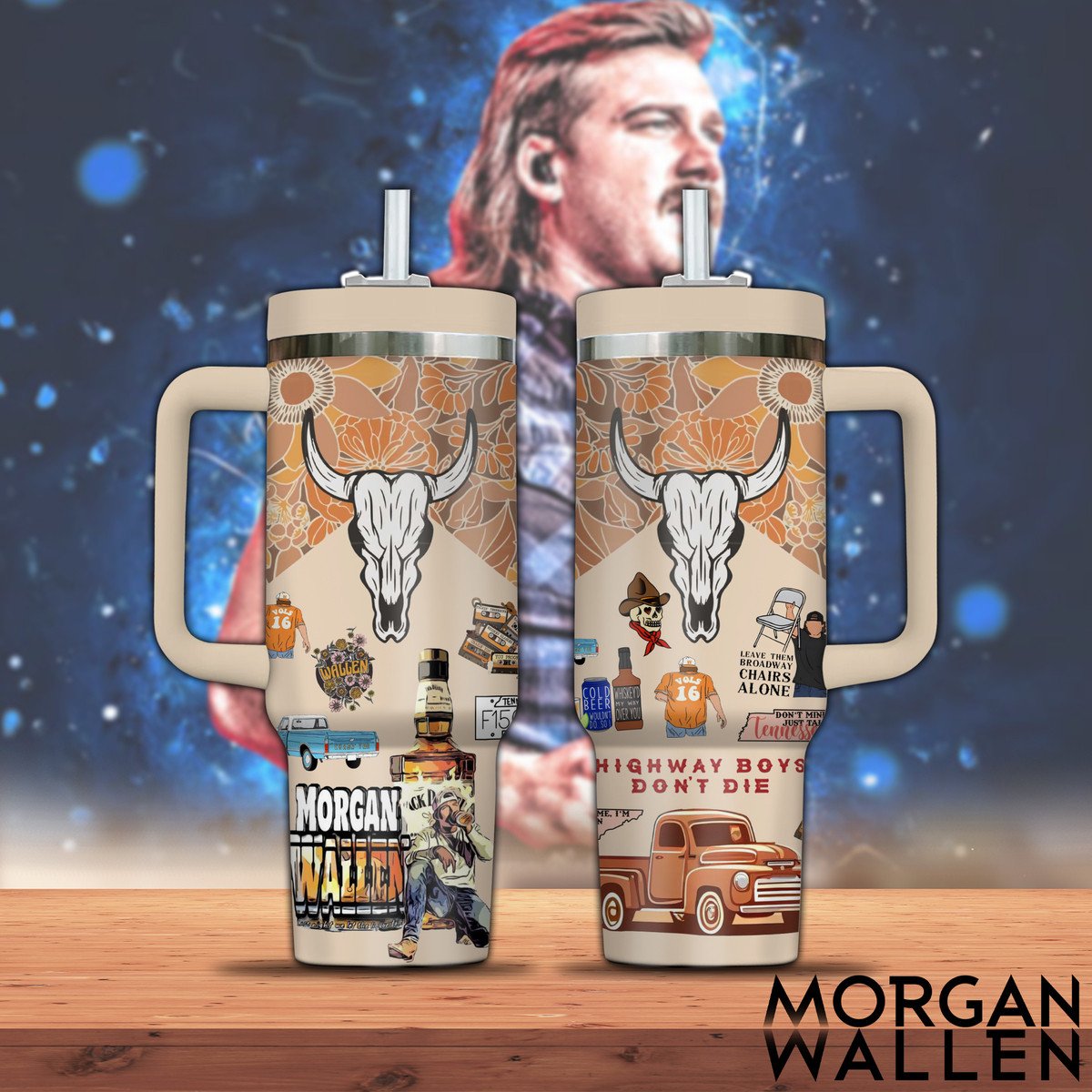 Morgan Wallen Music Custom Stanley Cup 40 oz 30 oz Tumbler With Handle