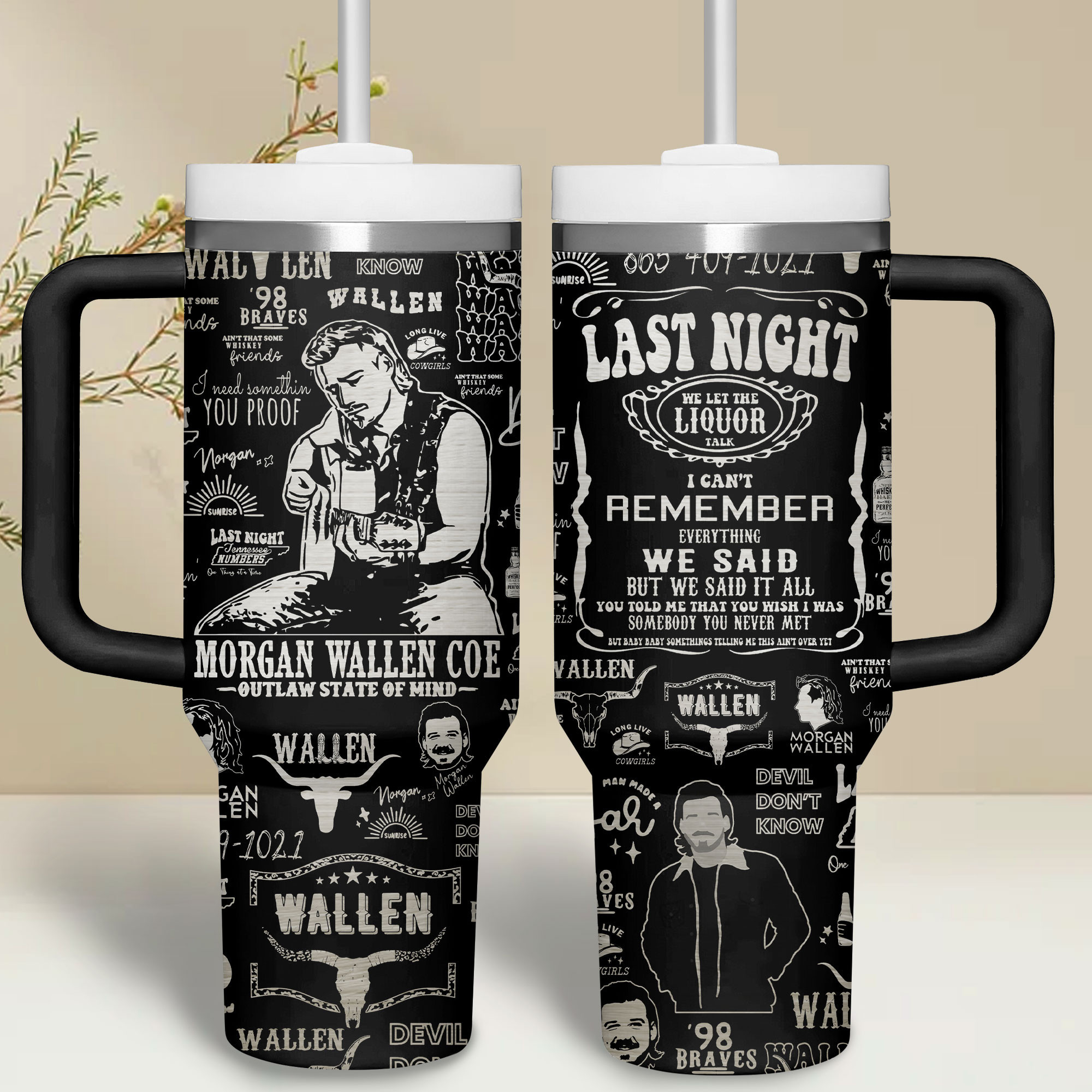 Morgan Wallen Music Custom Stanley Cup 40 oz 30 oz Tumbler With Handle