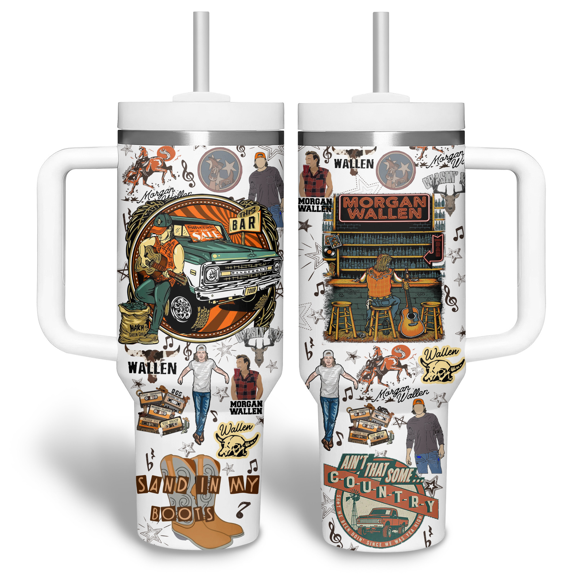 Morgan Wallen Music Custom Stanley Cup 40 oz 30 oz Tumbler With Handle