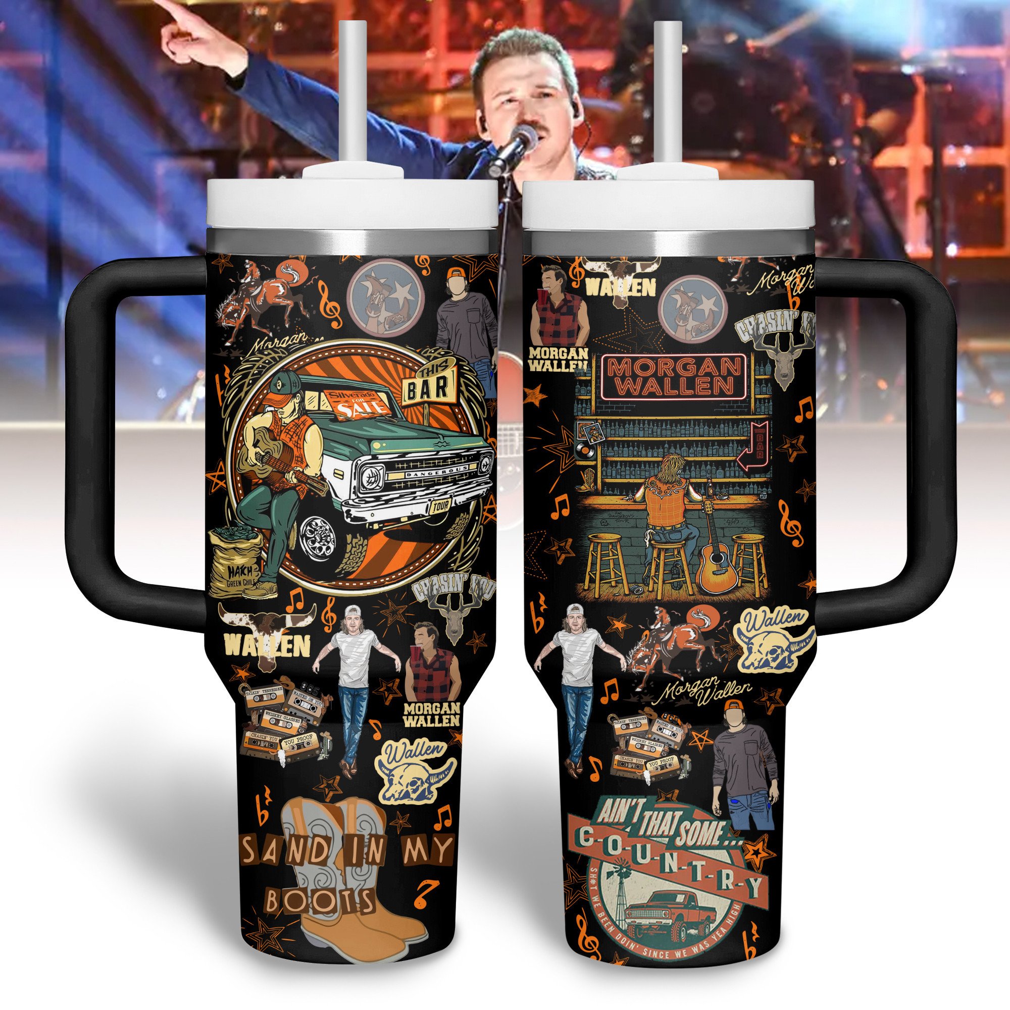 Morgan Wallen Music Custom Stanley Cup 40 oz 30 oz Tumbler With Handle
