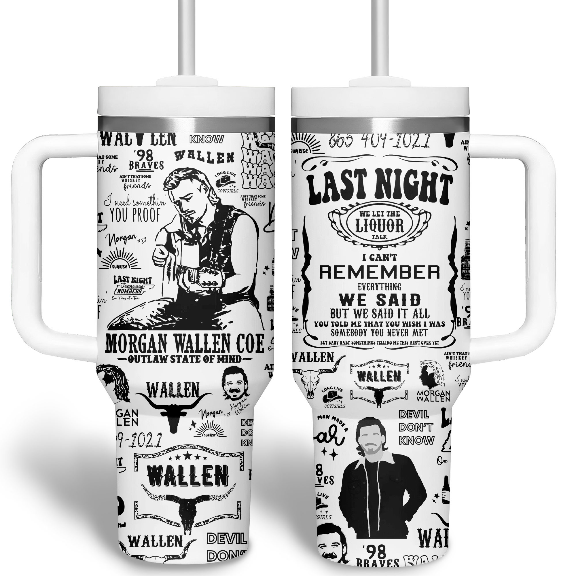 Morgan Wallen Music Custom Stanley Cup 40 oz 30 oz Tumbler With Handle