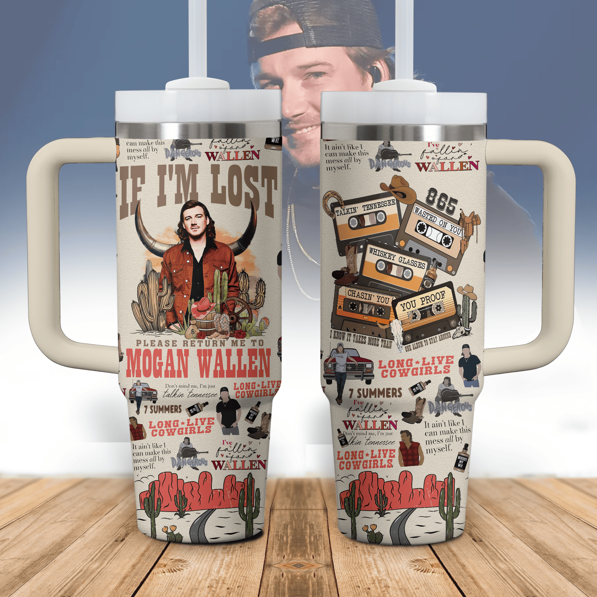 Morgan Wallen Music Custom Stanley Cup 40 oz 30 oz Tumbler With Handle