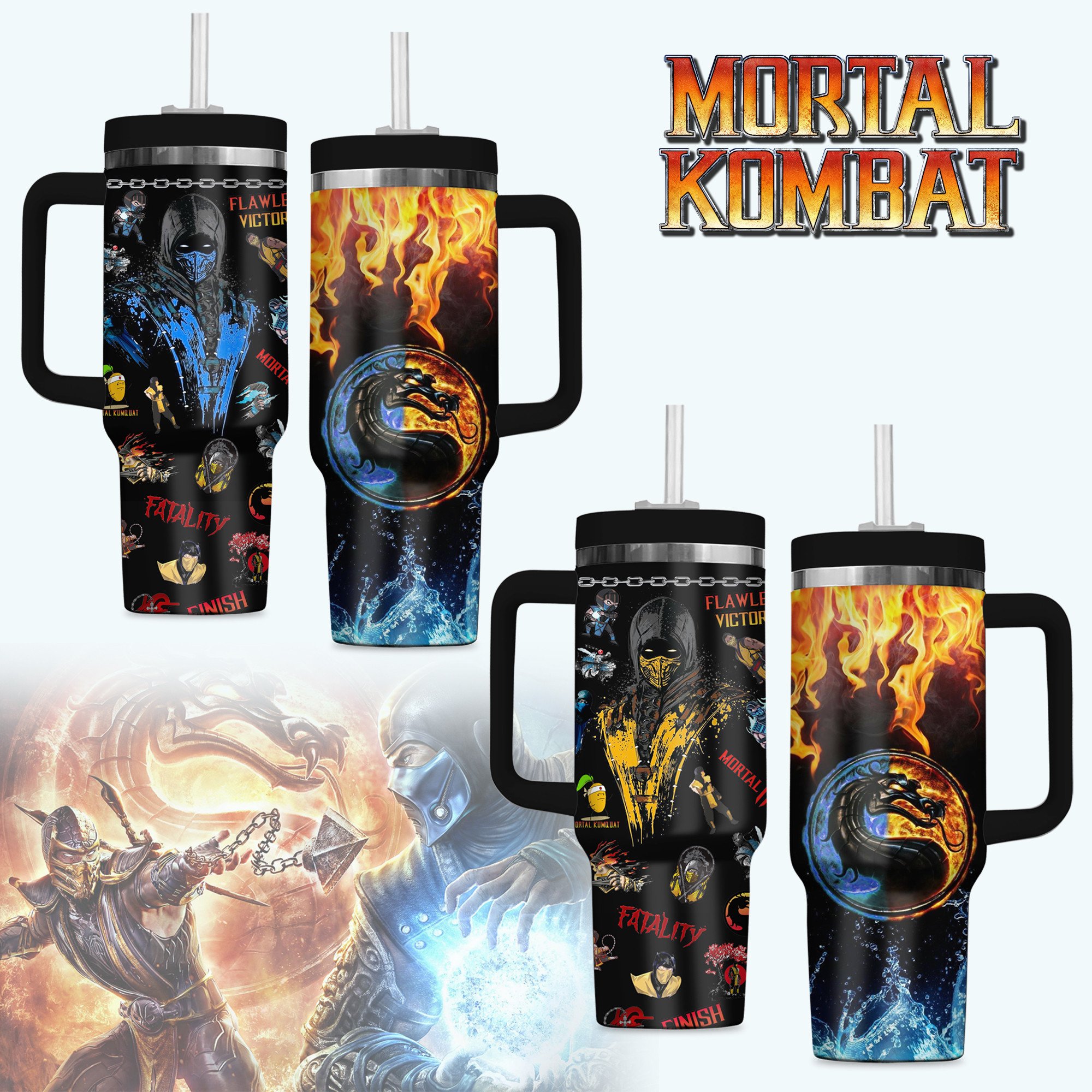 Mortal Kombat Games Custom Stanley Cup 40 oz 30 oz Tumbler With Handle