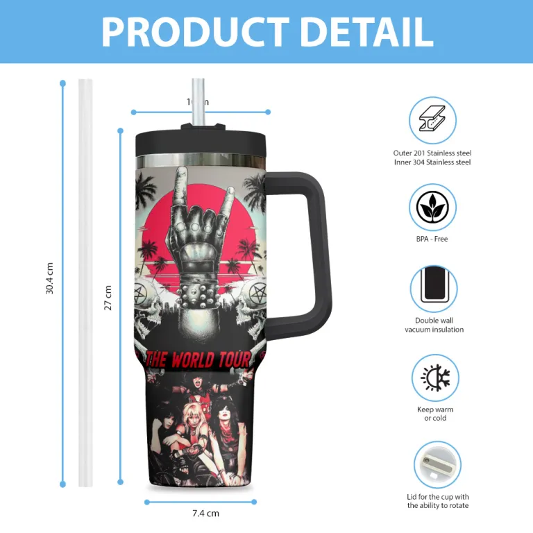 Motley Crue Music Custom Stanley Cup 40 oz 30 oz Tumbler With Handle