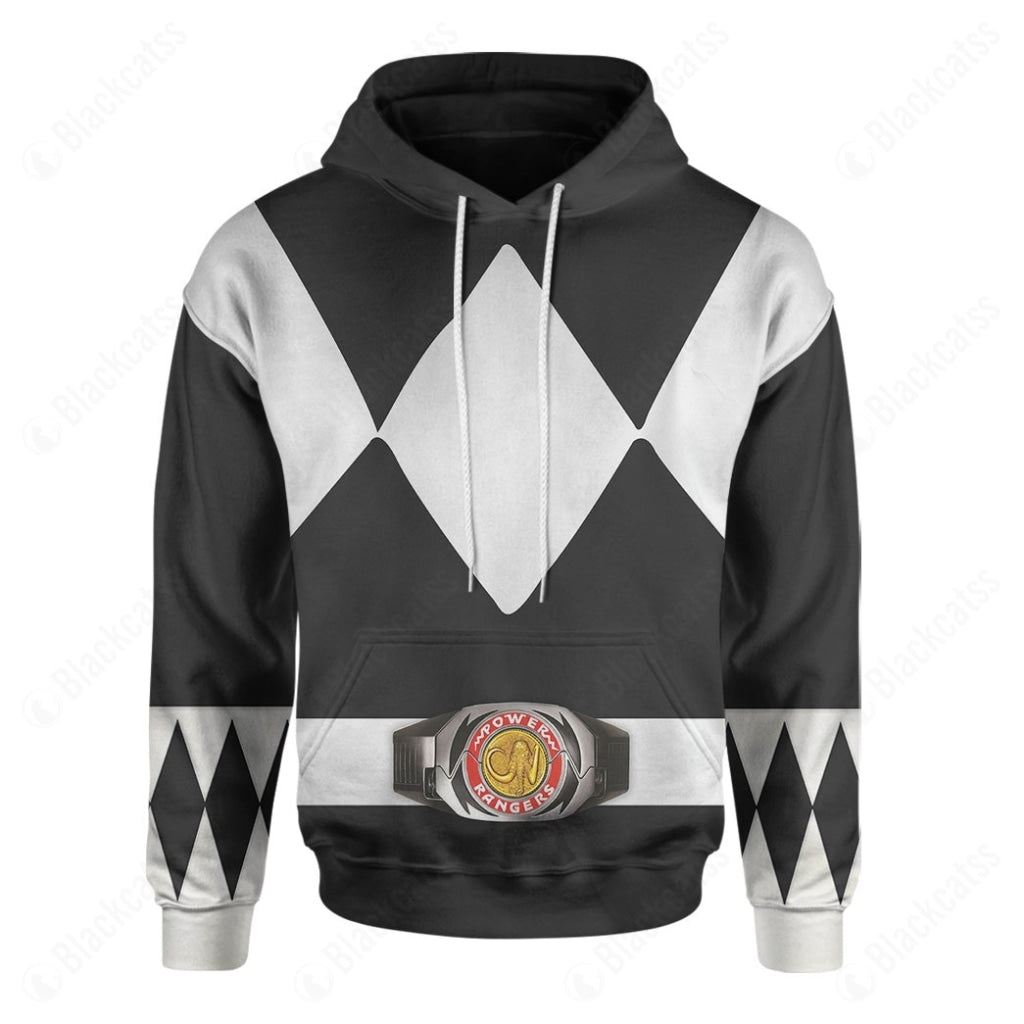 Movie Mighty Morphin Black Power Rangers Costume Hoodie Sweatshirt T-Shirt Sweatpants Tracksuit - Stormmerch Exclusive