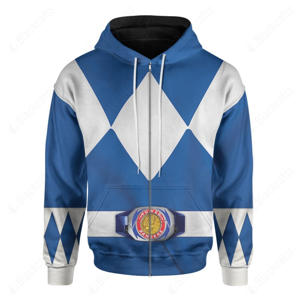 Movie Mighty Morphin Blue Power Rangers Costume Hoodie Sweatshirt T-Shirt Sweatpants Tracksuit - Stormmerch Exclusive