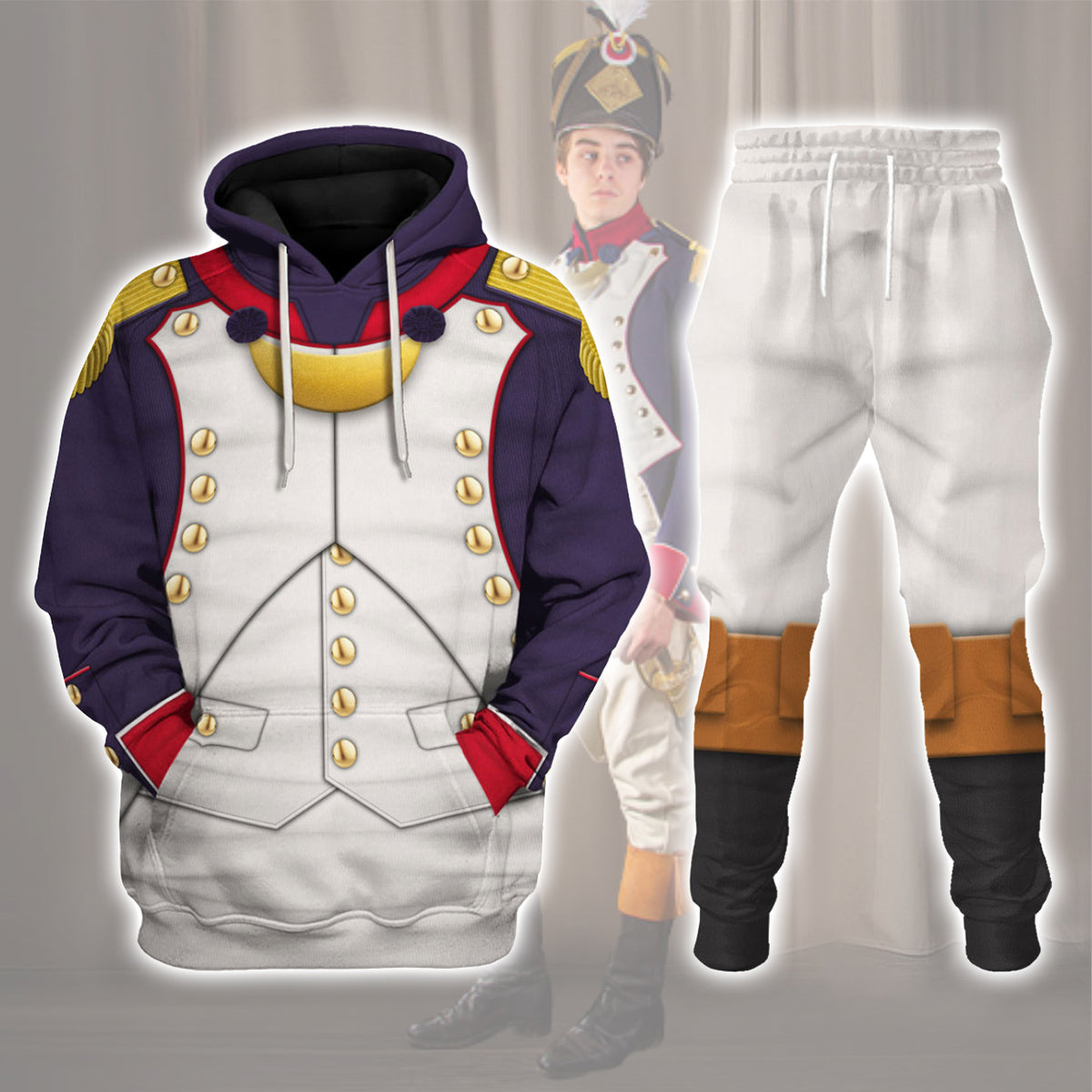 Napoleonic French Line Infantry Officer-1806-1815 Uniform All Over Print Hoodie Sweatshirt T-Shirt Tracksuit - Stormmerch Exclusive