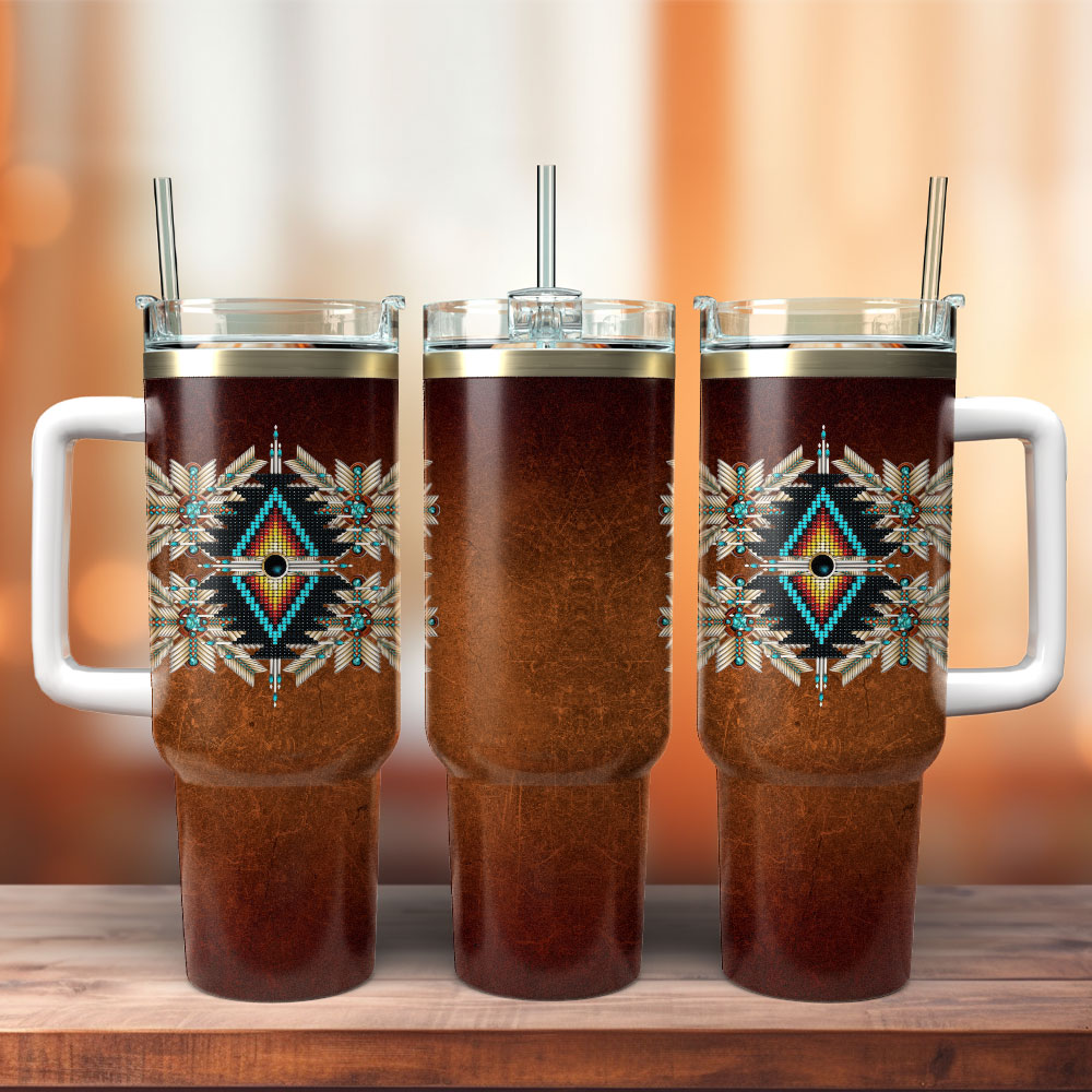 Native American Art Custom Stanley Cup 40 oz 30 oz Tumbler With Handle