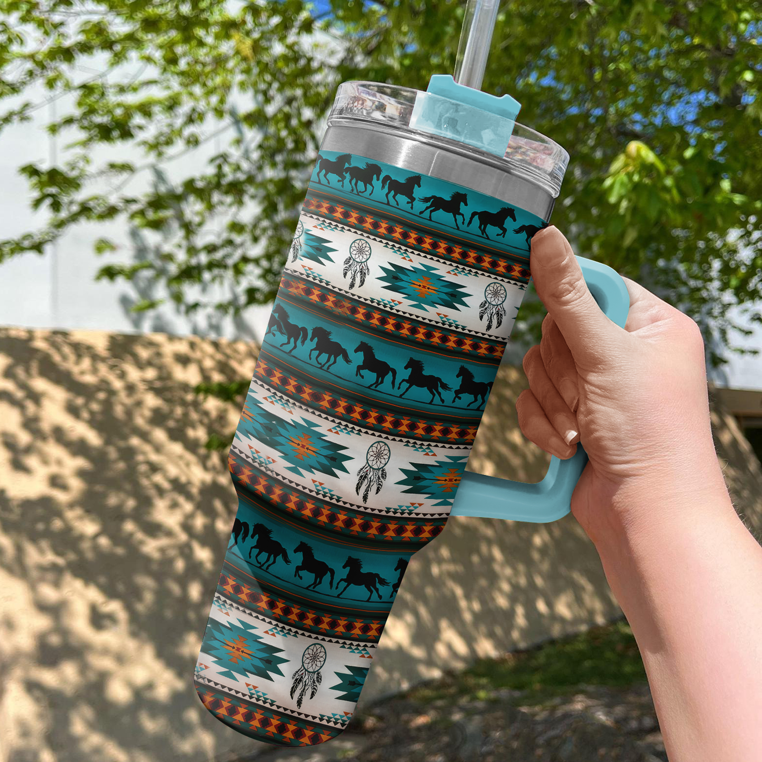 Native Horse Custom Stanley Cup 40 oz 30 oz Tumbler With Handle