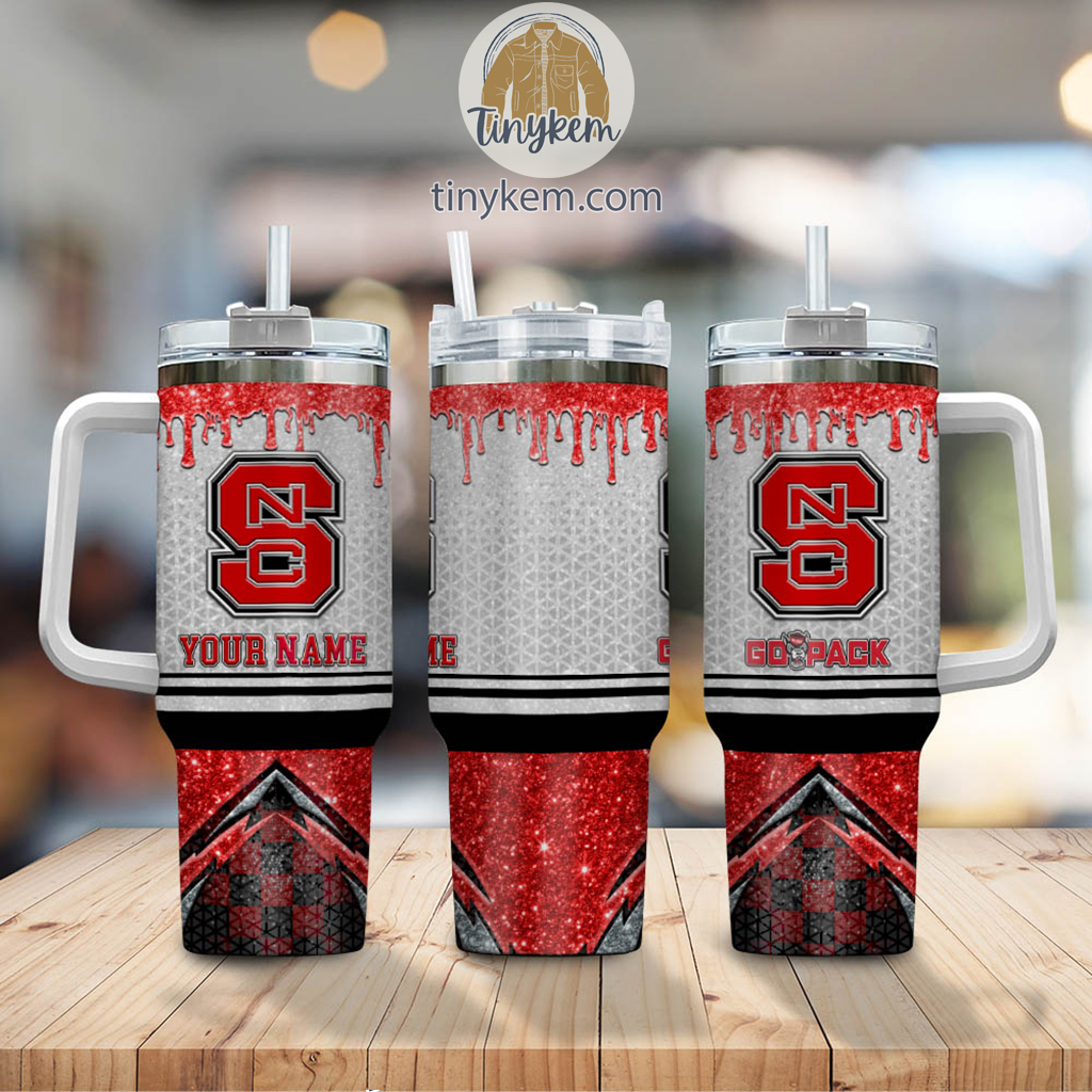 NC State Wolfpack Glitter NCAA Custom Stanley Cup 40 oz 30 oz Tumbler With Handle