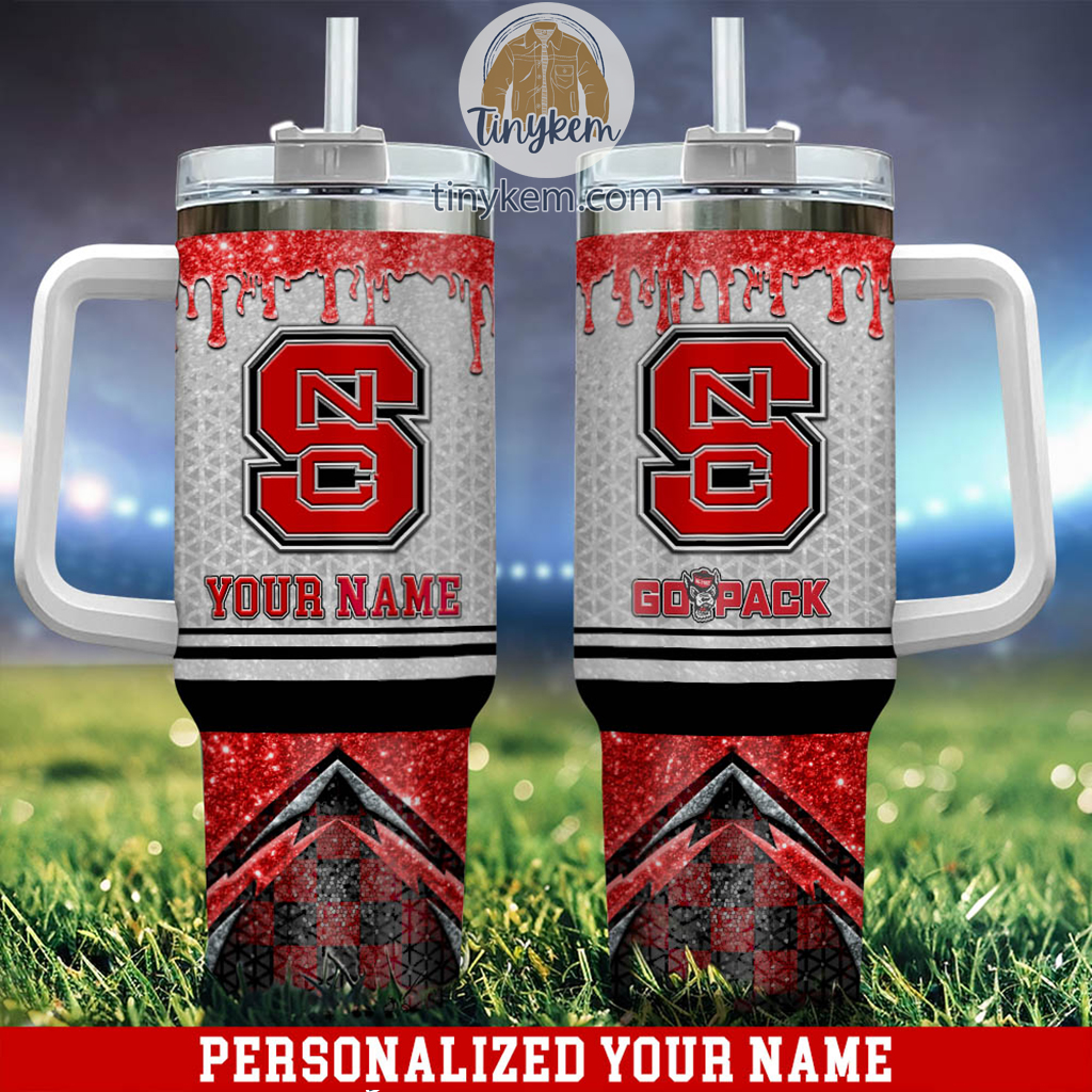 NC State Wolfpack Glitter NCAA Custom Stanley Cup 40 oz 30 oz Tumbler With Handle