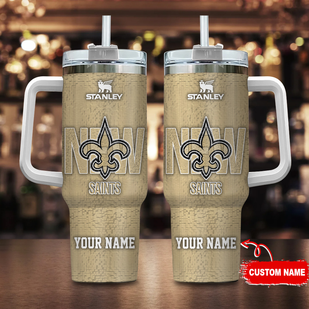 New Orleans Saints NFL 3D Logo Custom Stanley Cup 40 oz 30 oz Tumbler With Handle