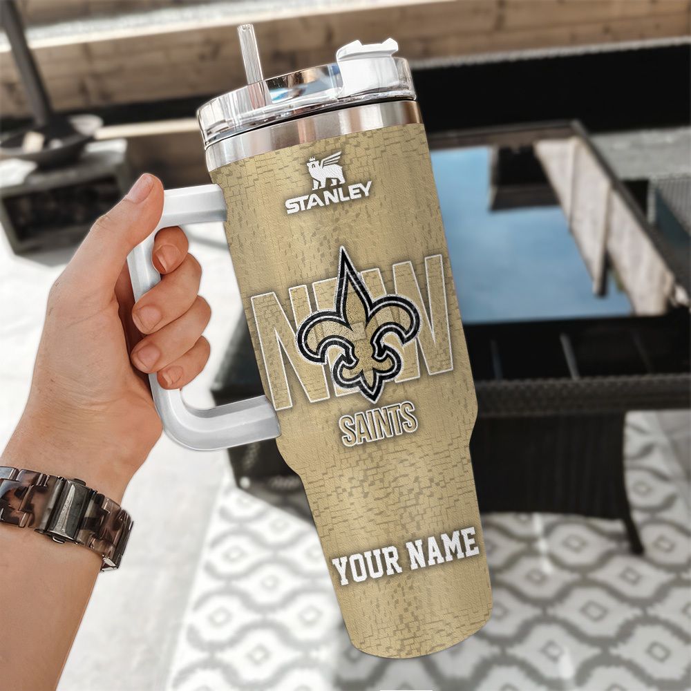 New Orleans Saints NFL 3D Logo Custom Stanley Cup 40 oz 30 oz Tumbler With Handle