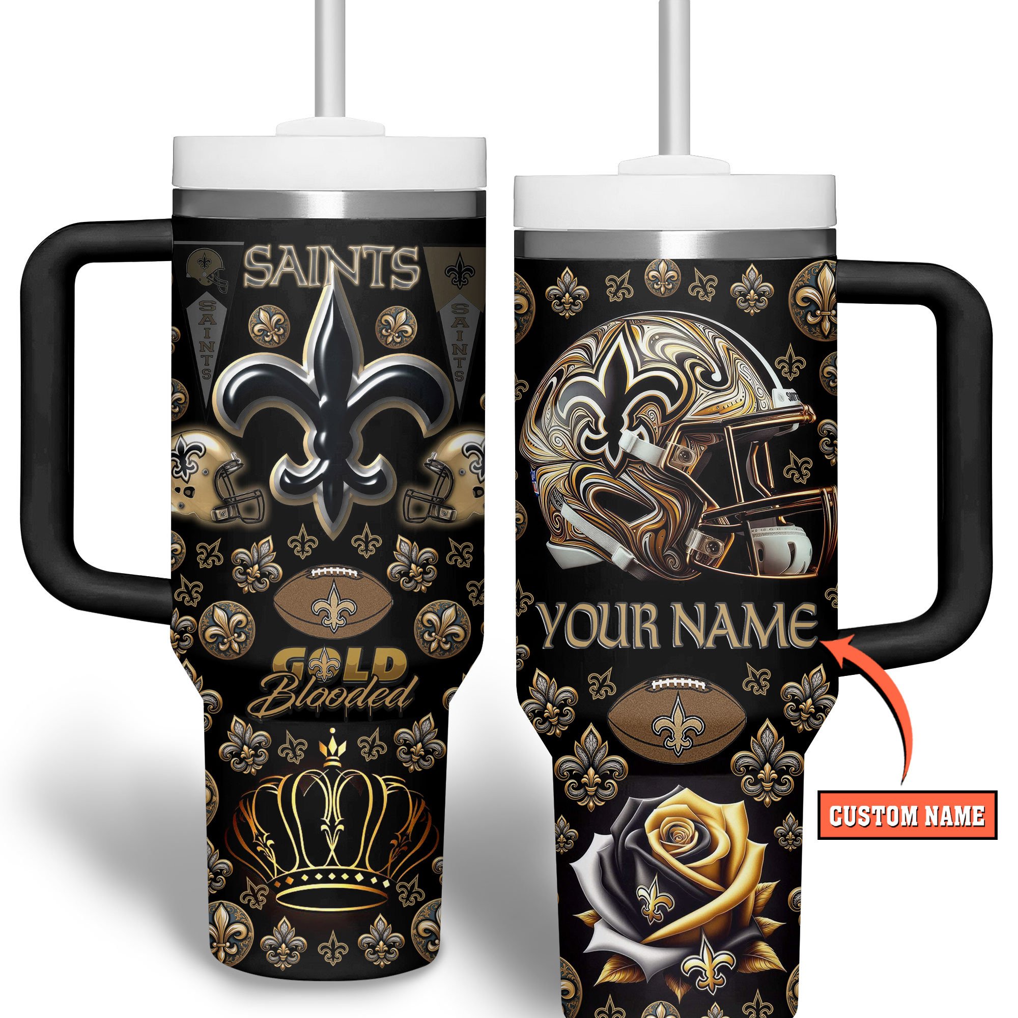 New Orleans Saints NFL Custom Stanley Cup 40 oz 30 oz Tumbler With Handle