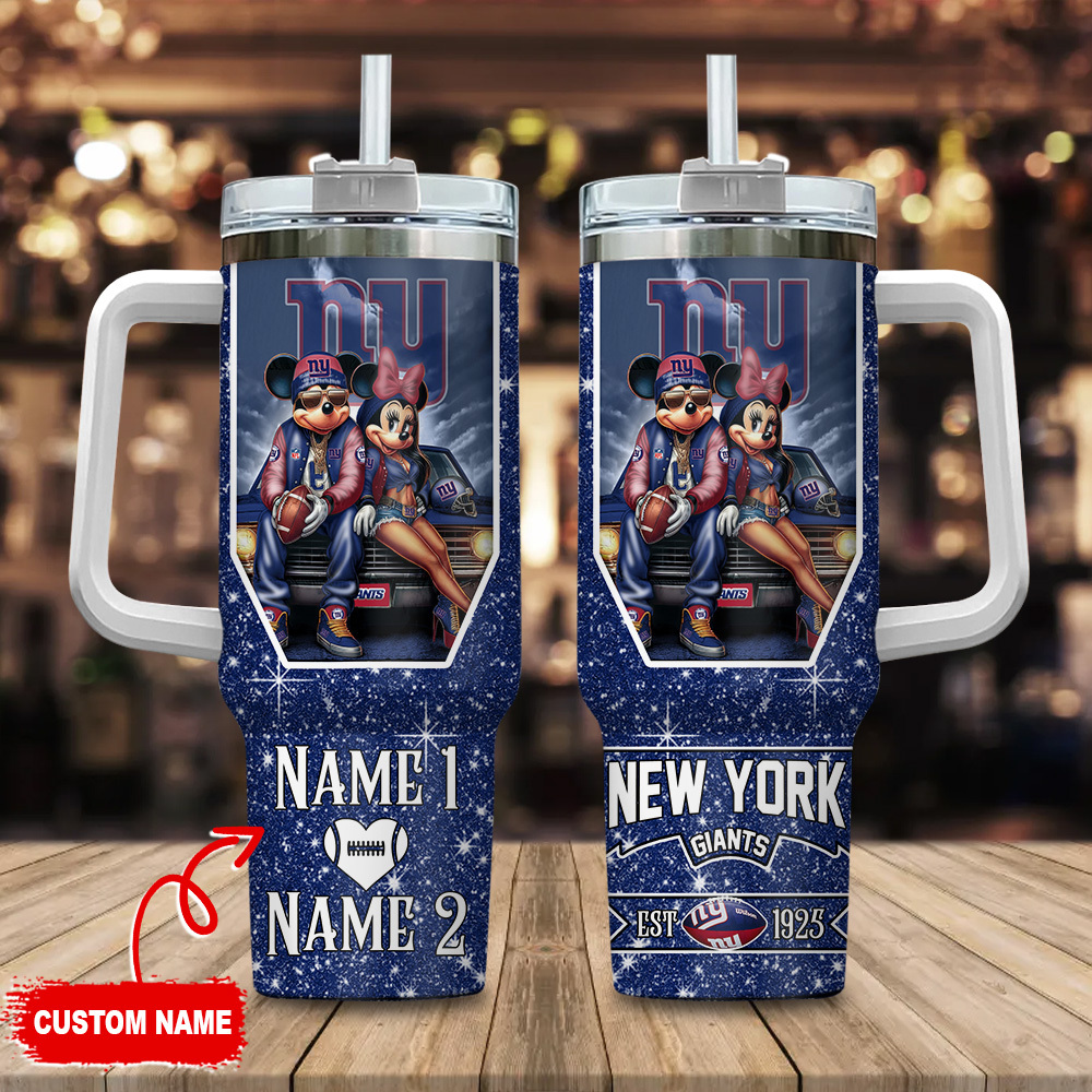 New York Giants NFL Mickey And Minnie Couple Custom Stanley Cup 40 oz 30 oz Tumbler With Handle