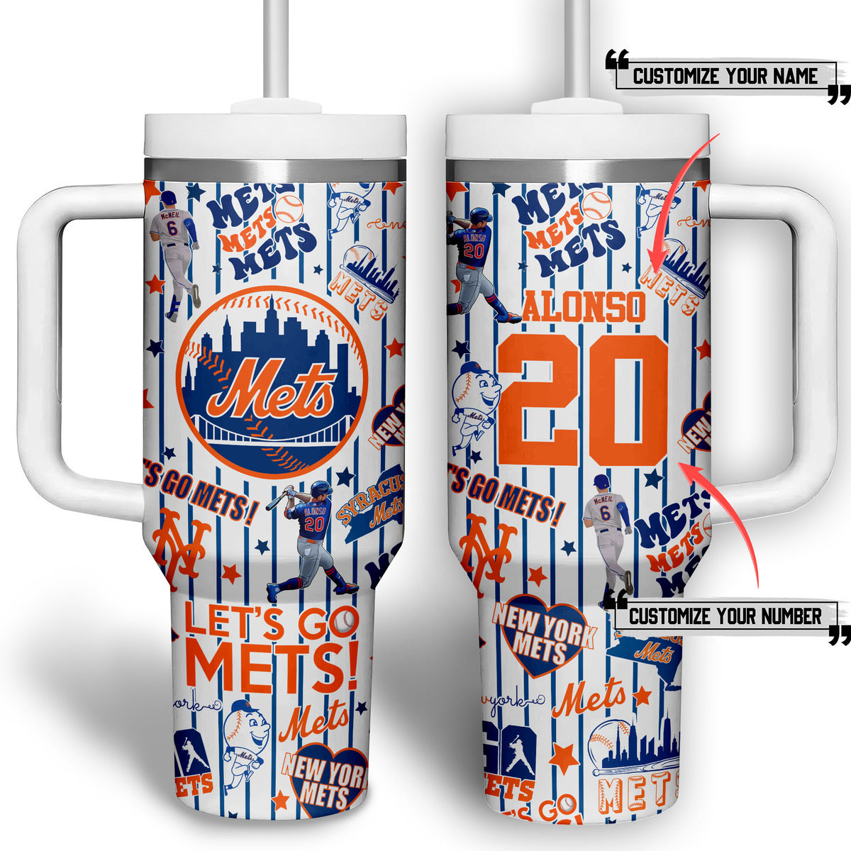 New York Mets MLB Custom Stanley Cup 40 oz 30 oz Tumbler With Handle