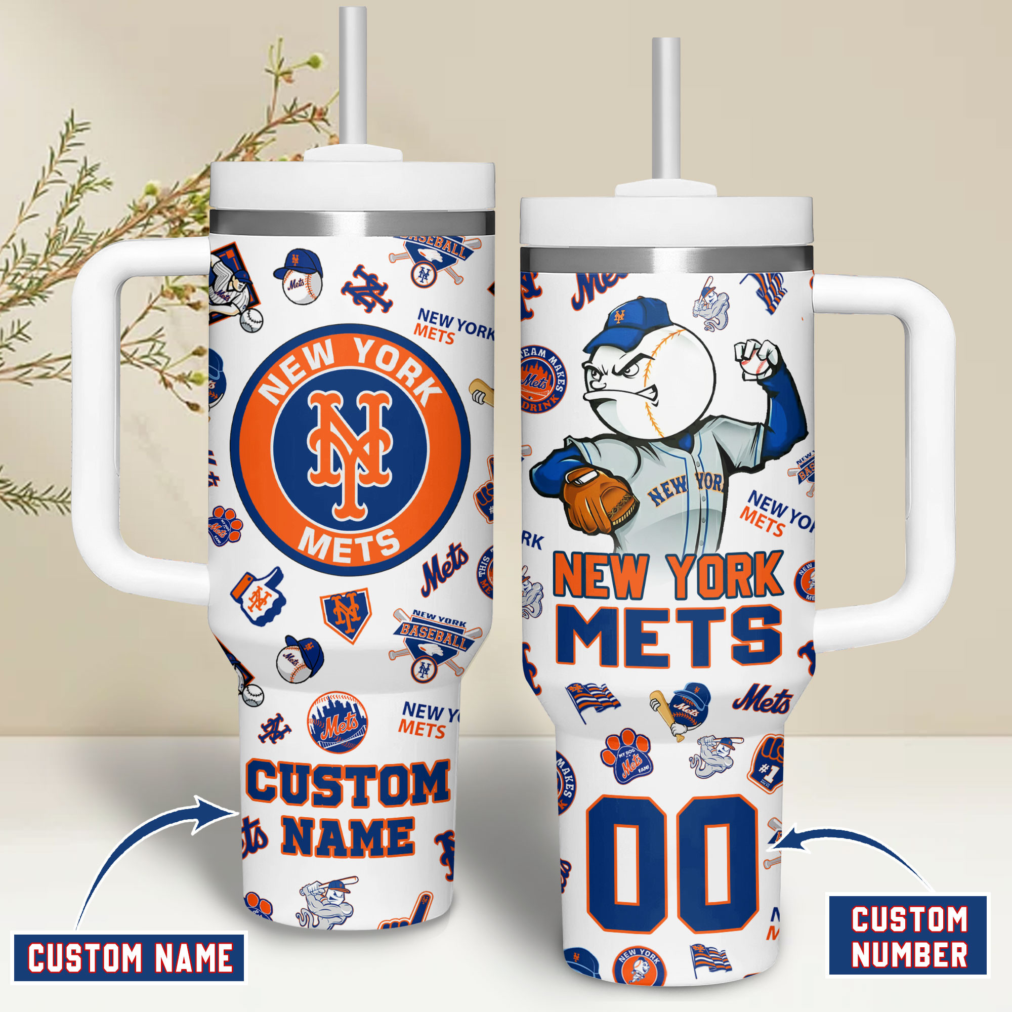 New York Mets MLB Custom Stanley Cup 40 oz 30 oz Tumbler With Handle