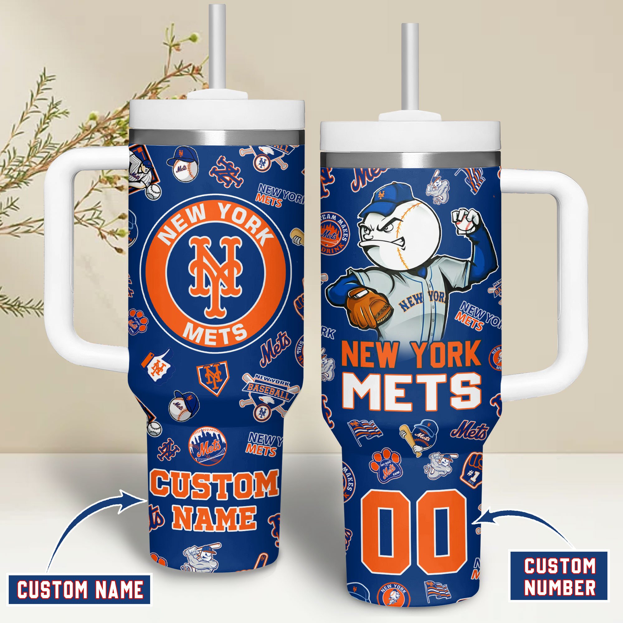New York Mets MLB Custom Stanley Cup 40 oz 30 oz Tumbler With Handle