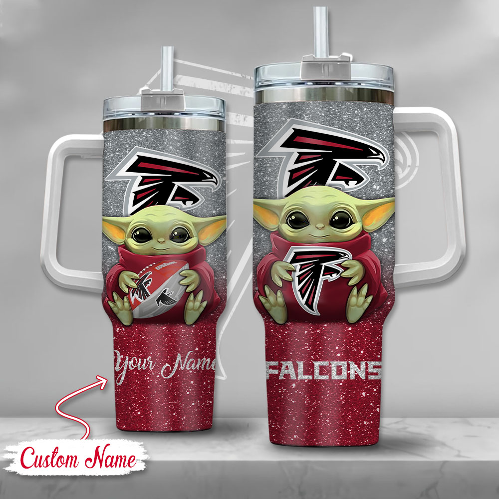 NFL Atlanta Falcons Baby Yoda Custom Stanley Cup 40 oz 30 oz Tumbler With Handle