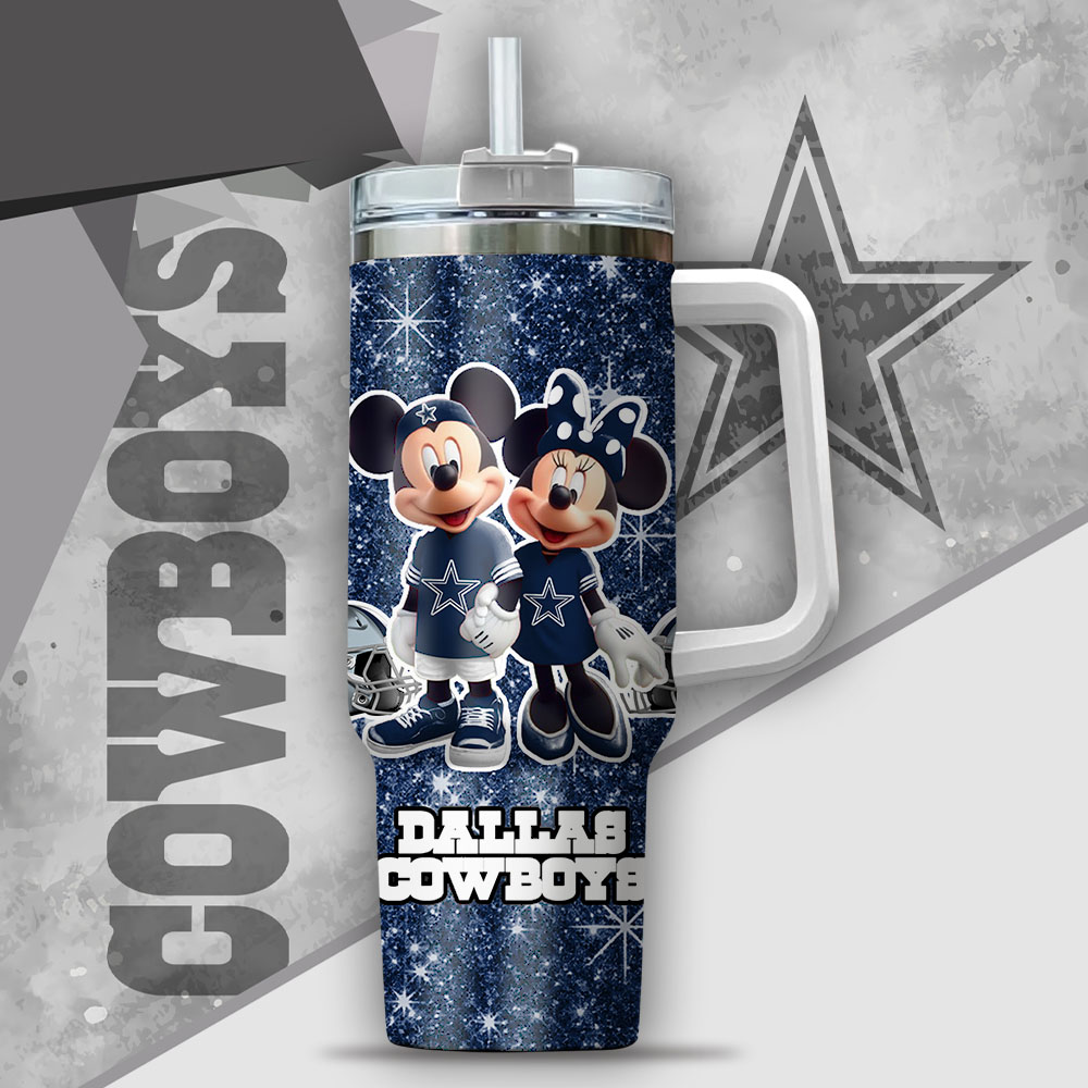 NFL Dallas Cowboys Mickey And Minnie Couple Custom Stanley Cup 40 oz 30 oz Tumbler With Handle