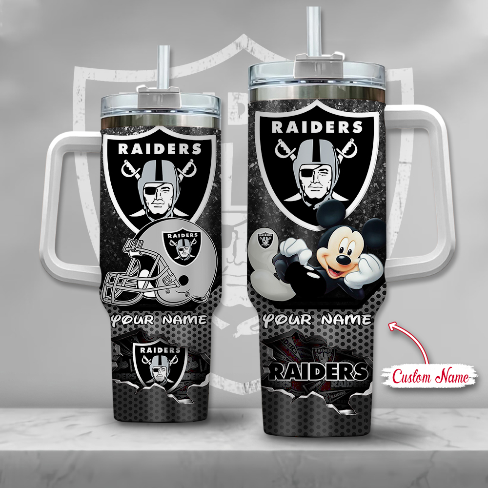 NFL Las Vegas Raiders Mickey Mouse Custom Stanley Cup 40 oz 30 oz Tumbler With Handle