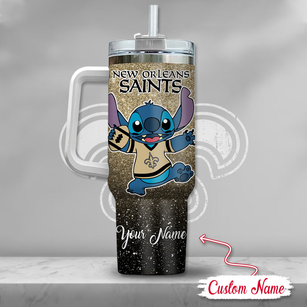 NFL New Orleans Saints Stitch Glitter Custom Stanley Cup 40 oz 30 oz Tumbler With Handle