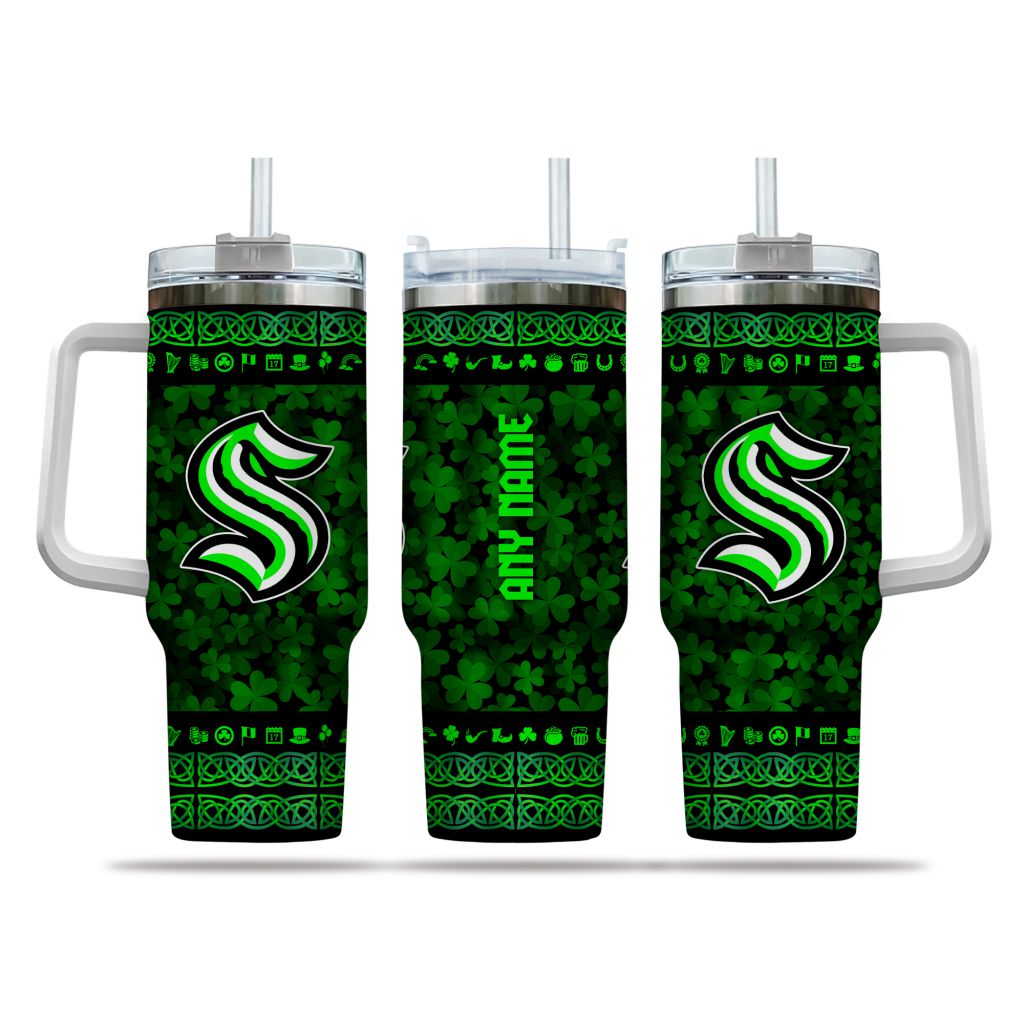 NHL Seattle Kraken Happy St. Patrick's Day Custom Stanley Cup 40 oz 30 oz Tumbler With Handle