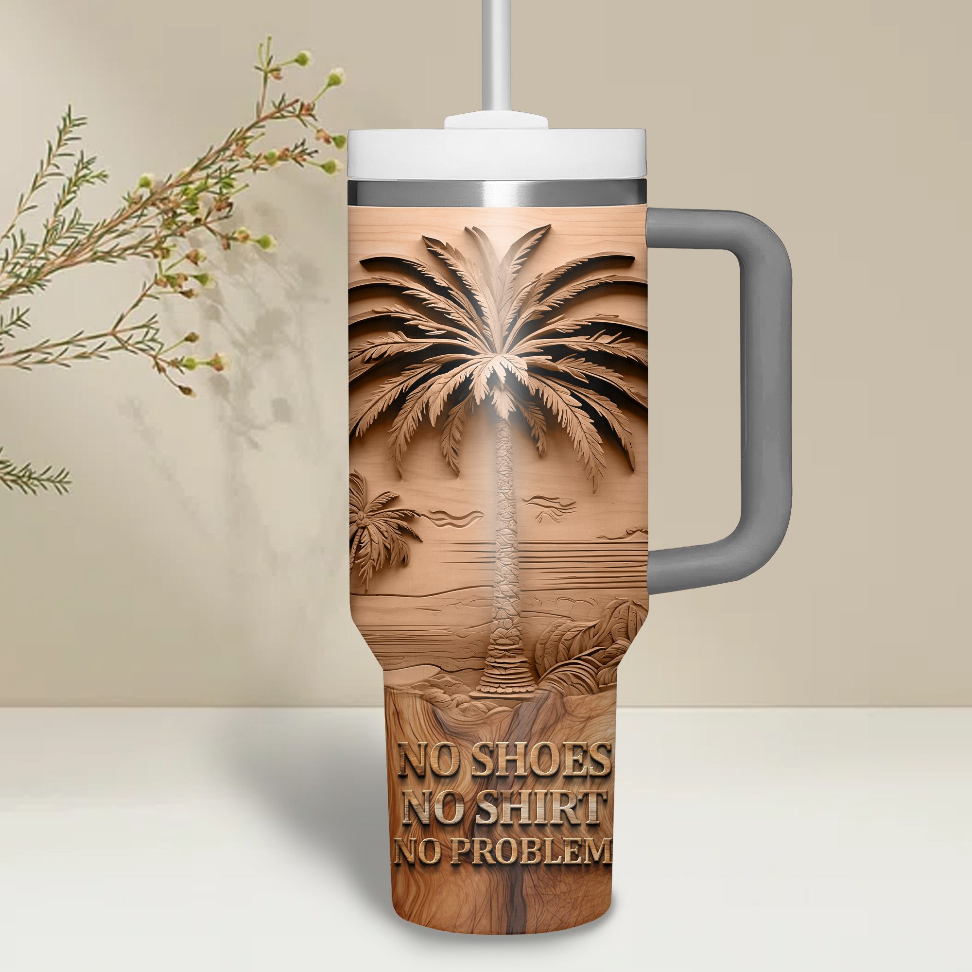 No Shoes, No Shirt, No Problems by Kenny Chesney Music Custom Stanley Cup 40 oz 30 oz Tumbler With Handle