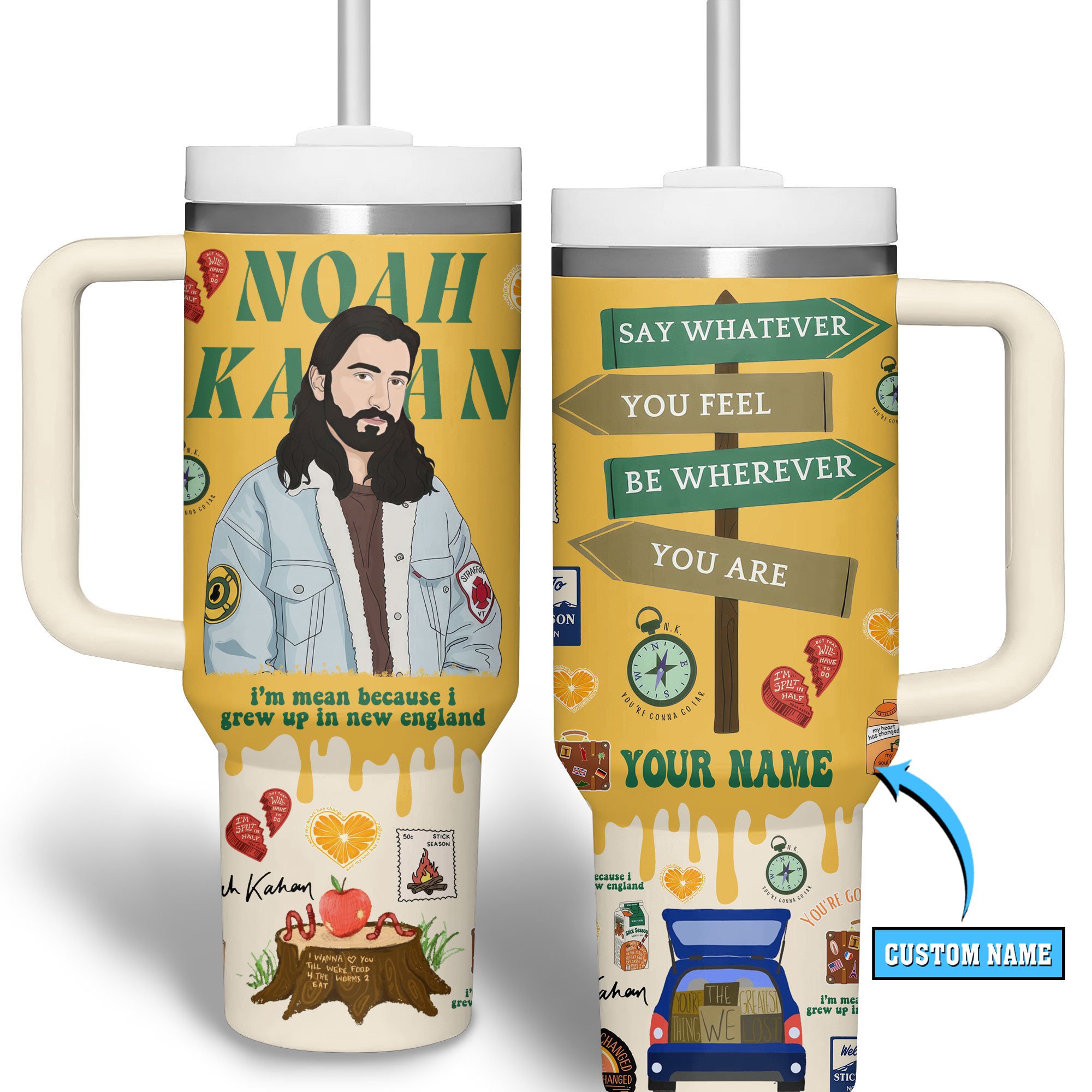 Noah Kahan Music Custom Stanley Cup 40 oz 30 oz Tumbler With Handle