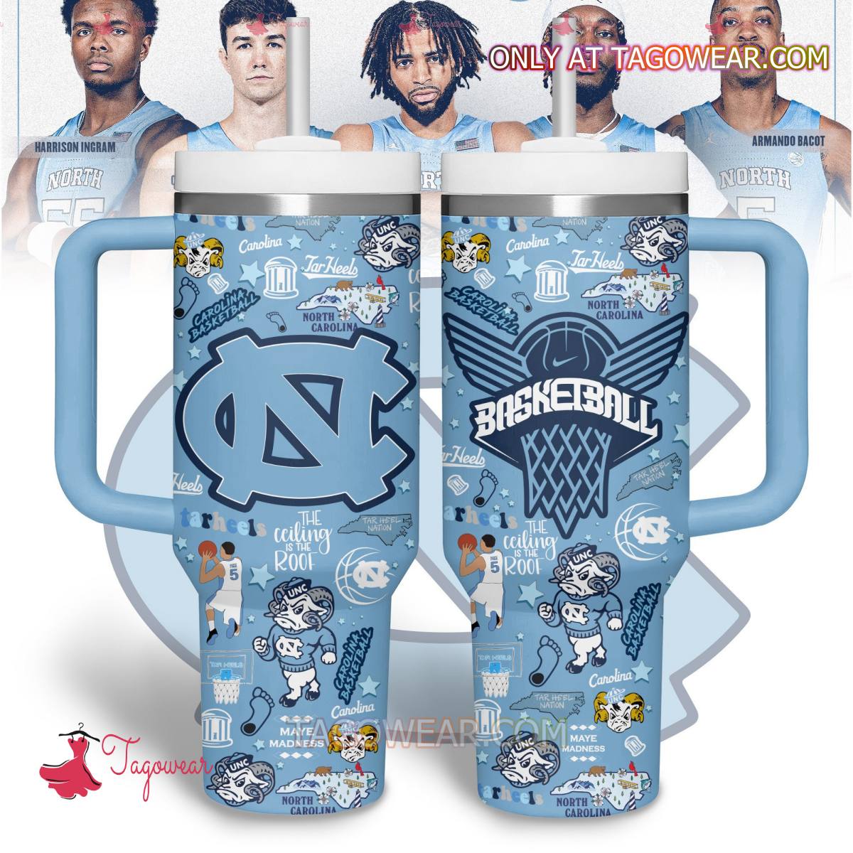 North Carolina Tar Heels Basketball Team NCAA Custom Stanley Cup 40 oz 30 oz Tumbler With Handle