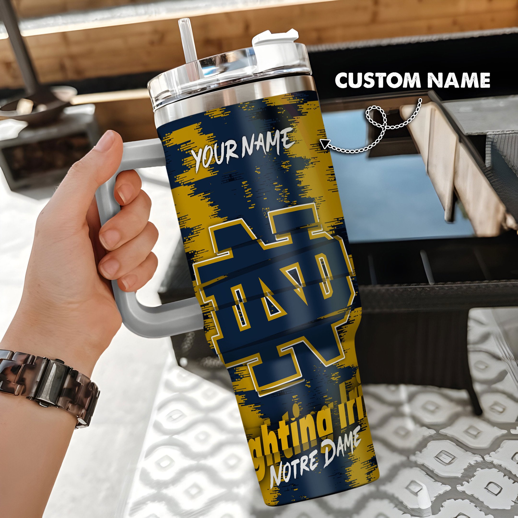 Notre Dame Fighting Irish NCAA Custom Stanley Cup 40 oz 30 oz Tumbler With Handle