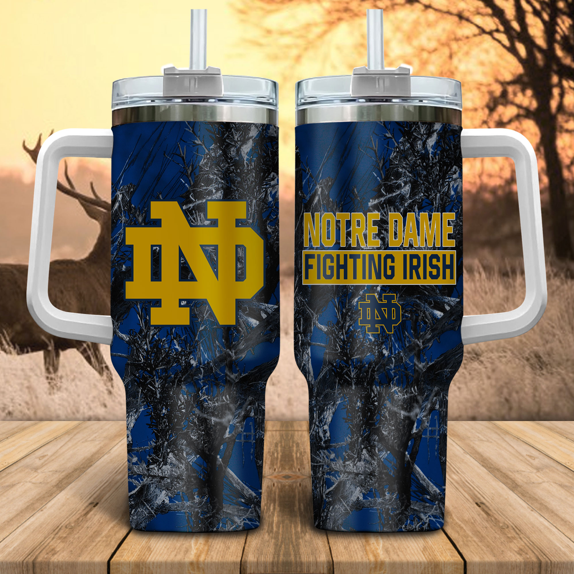 Notre Dame Fighting Irish NCAA Hunting Custom Stanley Cup 40 oz 30 oz Tumbler With Handle