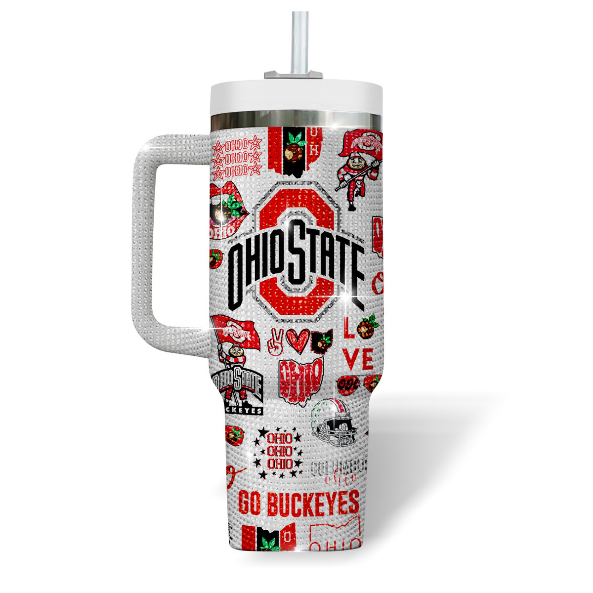Ohio State Buckeyes Bling NCAA Custom Stanley Cup 40 oz 30 oz Tumbler With Handle