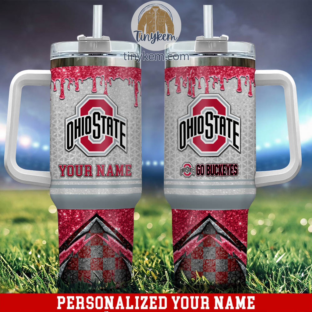Ohio State Buckeyes Glitter NCAA Custom Stanley Cup 40 oz 30 oz Tumbler With Handle
