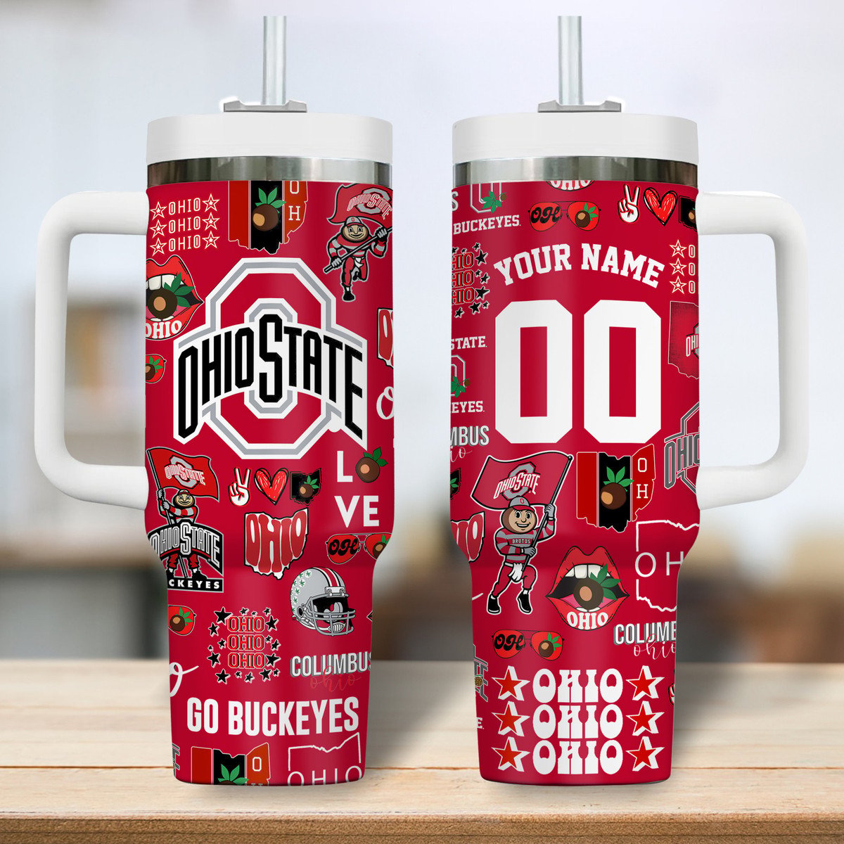 Ohio State Buckeyes NCAA Custom Stanley Cup 40 oz 30 oz Tumbler With Handle