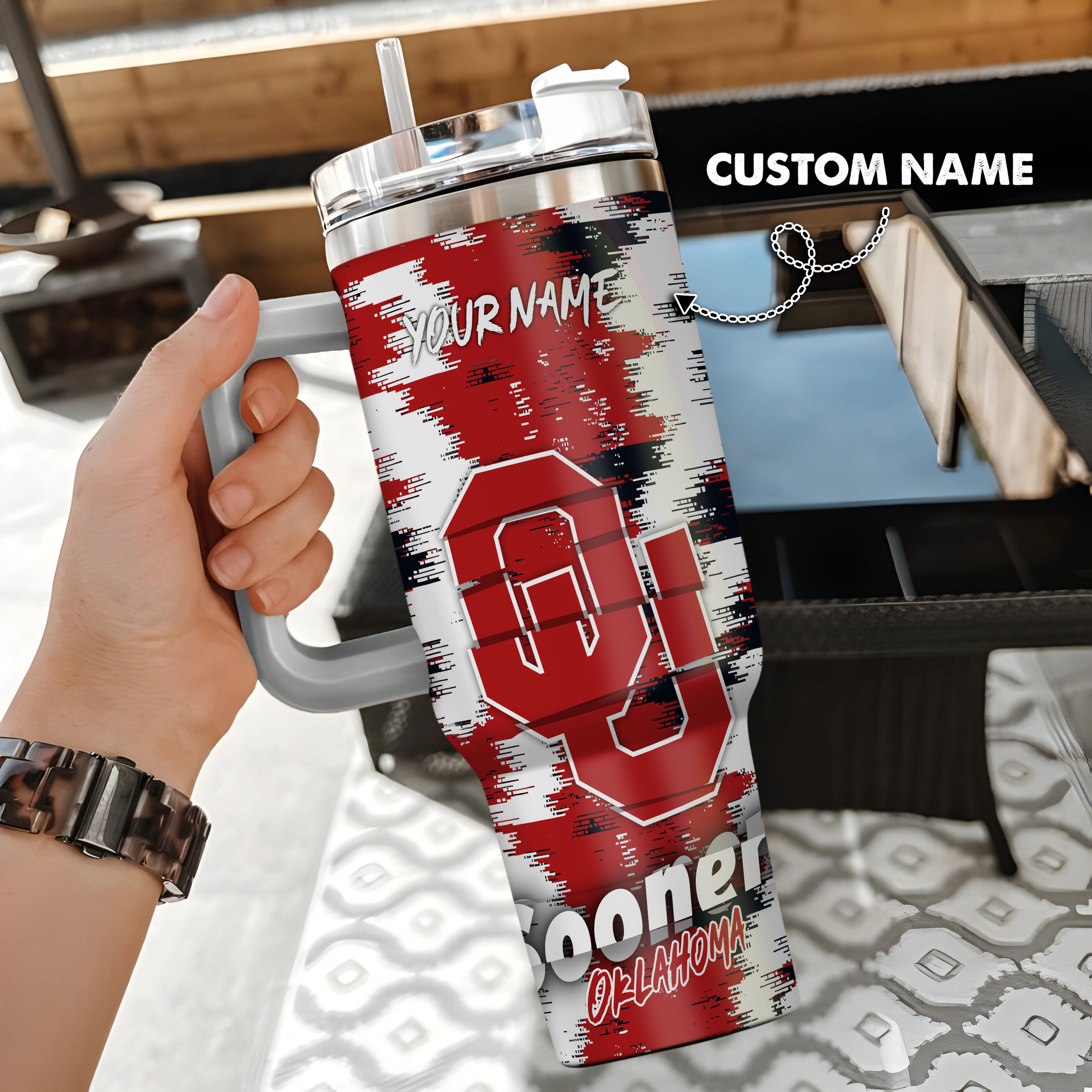 Oklahoma Sooners NCAA Custom Stanley Cup 40 oz 30 oz Tumbler With Handle