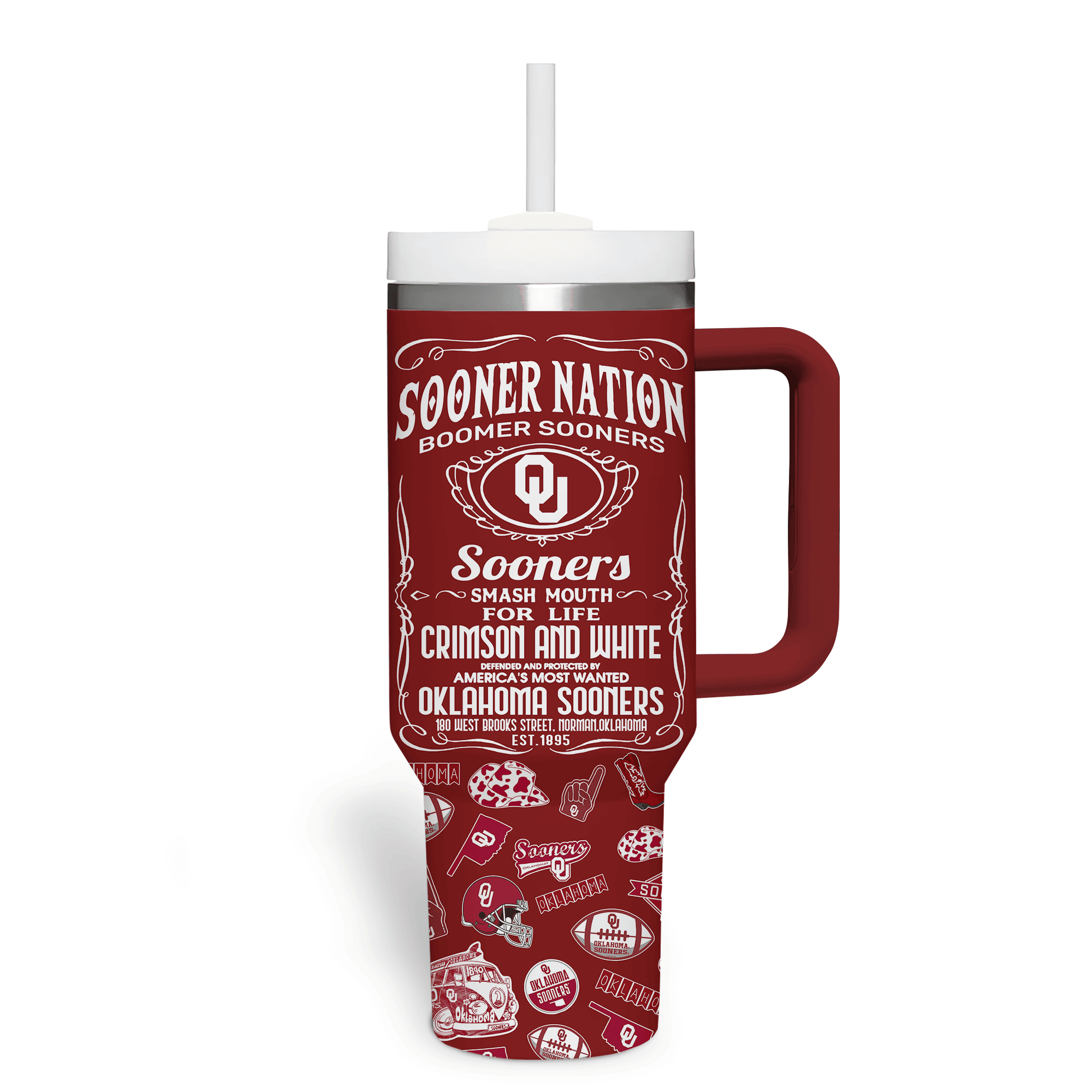 Oklahoma Sooners NCAA Custom Stanley Cup 40 oz 30 oz Tumbler With Handle