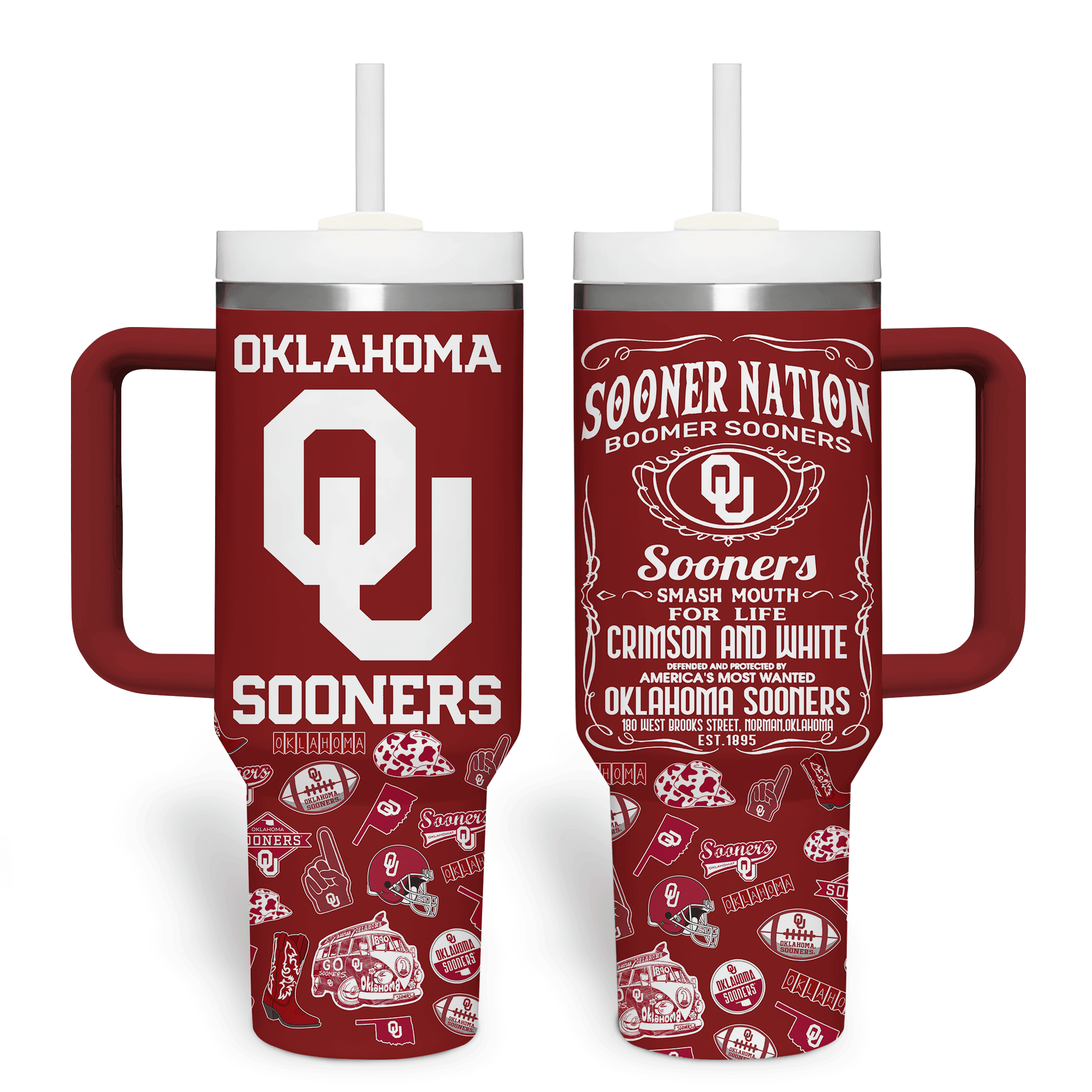 Oklahoma Sooners NCAA Custom Stanley Cup 40 oz 30 oz Tumbler With Handle