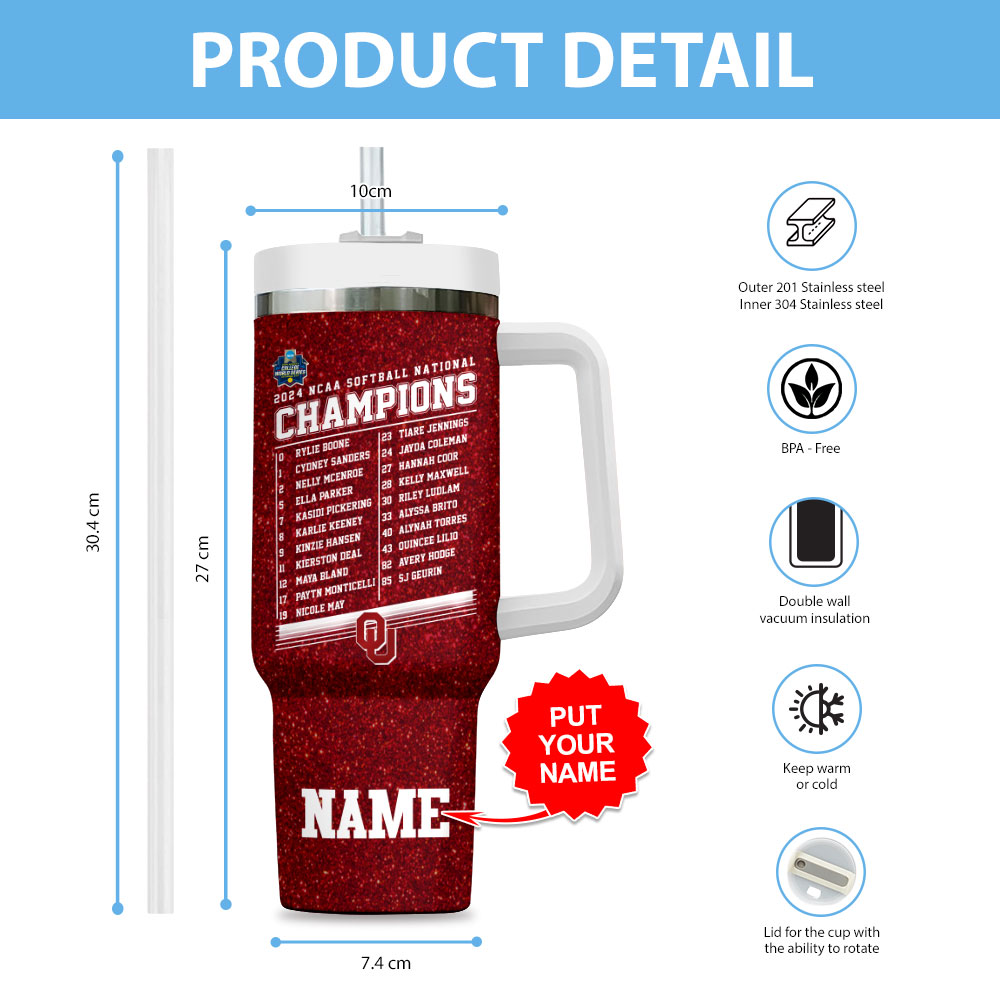 Oklahoma Sooners NCAA Custom Stanley Cup 40 oz 30 oz Tumbler With Handle