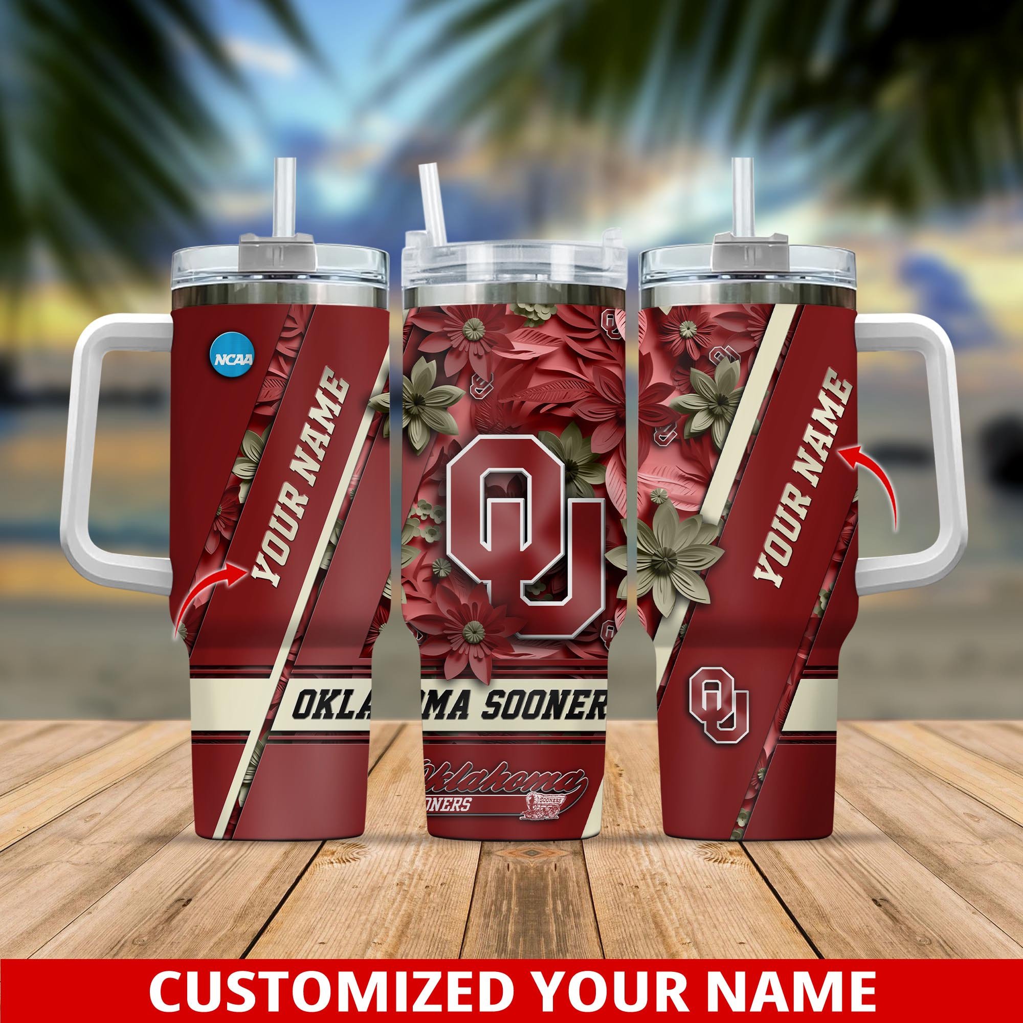 Oklahoma Sooners NCAA Custom Stanley Cup 40 oz 30 oz Tumbler With Handle