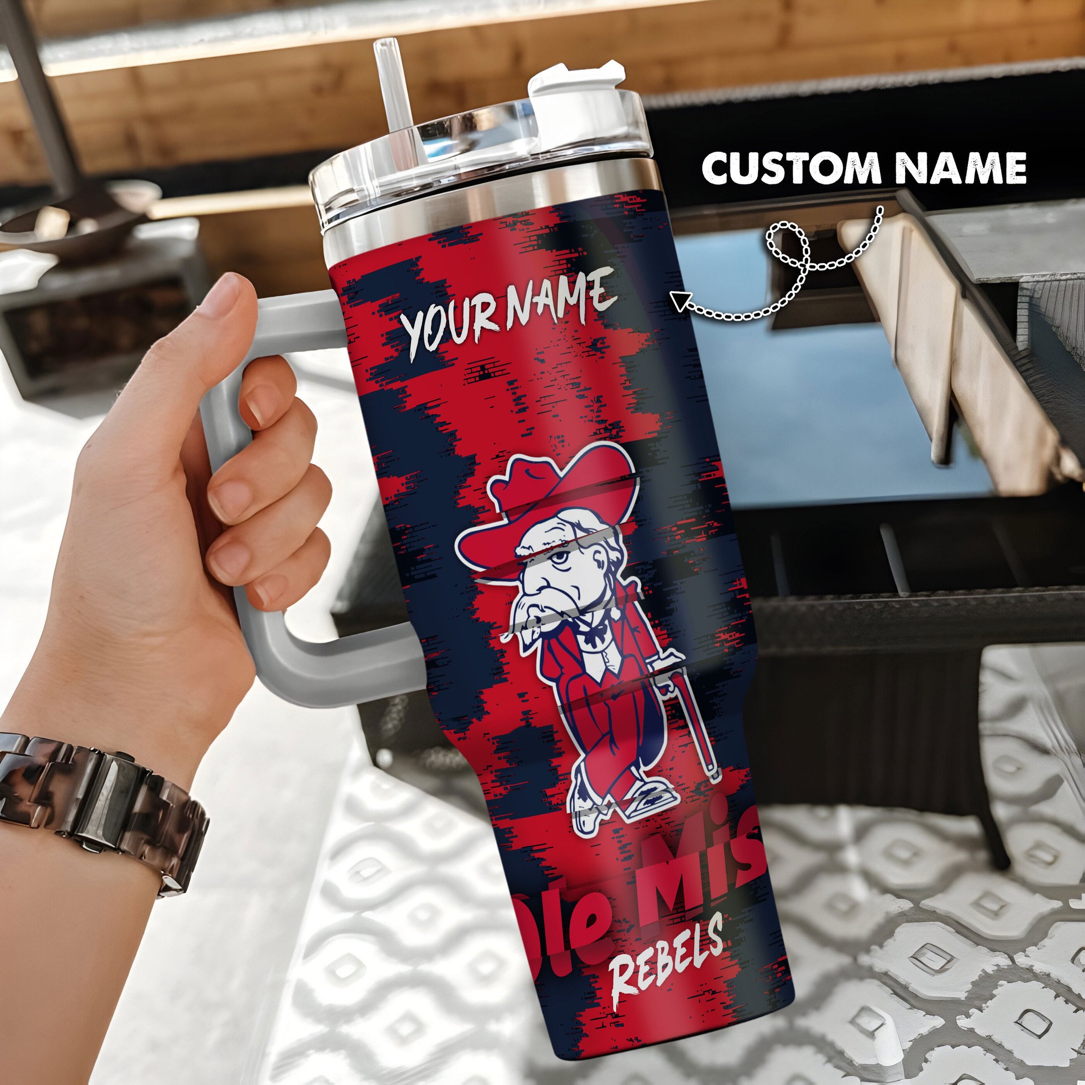 Ole Miss Rebels NCAA Custom Stanley Cup 40 oz 30 oz Tumbler With Handle