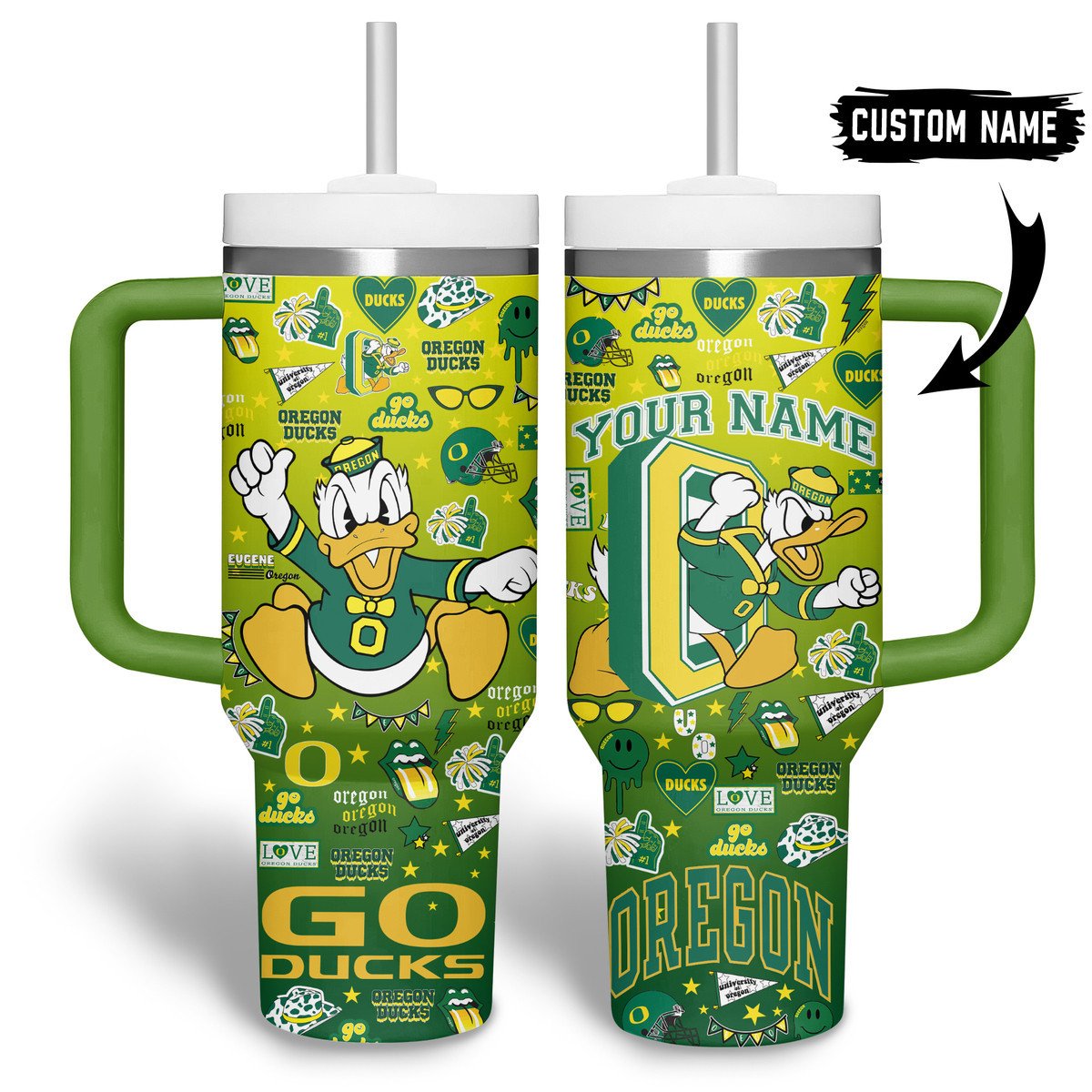 Oregon Ducks NCAA Custom Stanley Cup 40 oz 30 oz Tumbler With Handle