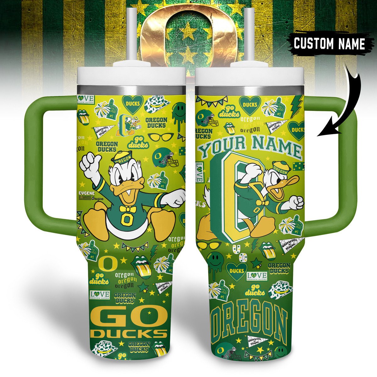 Oregon Ducks NCAA Custom Stanley Cup 40 oz 30 oz Tumbler With Handle