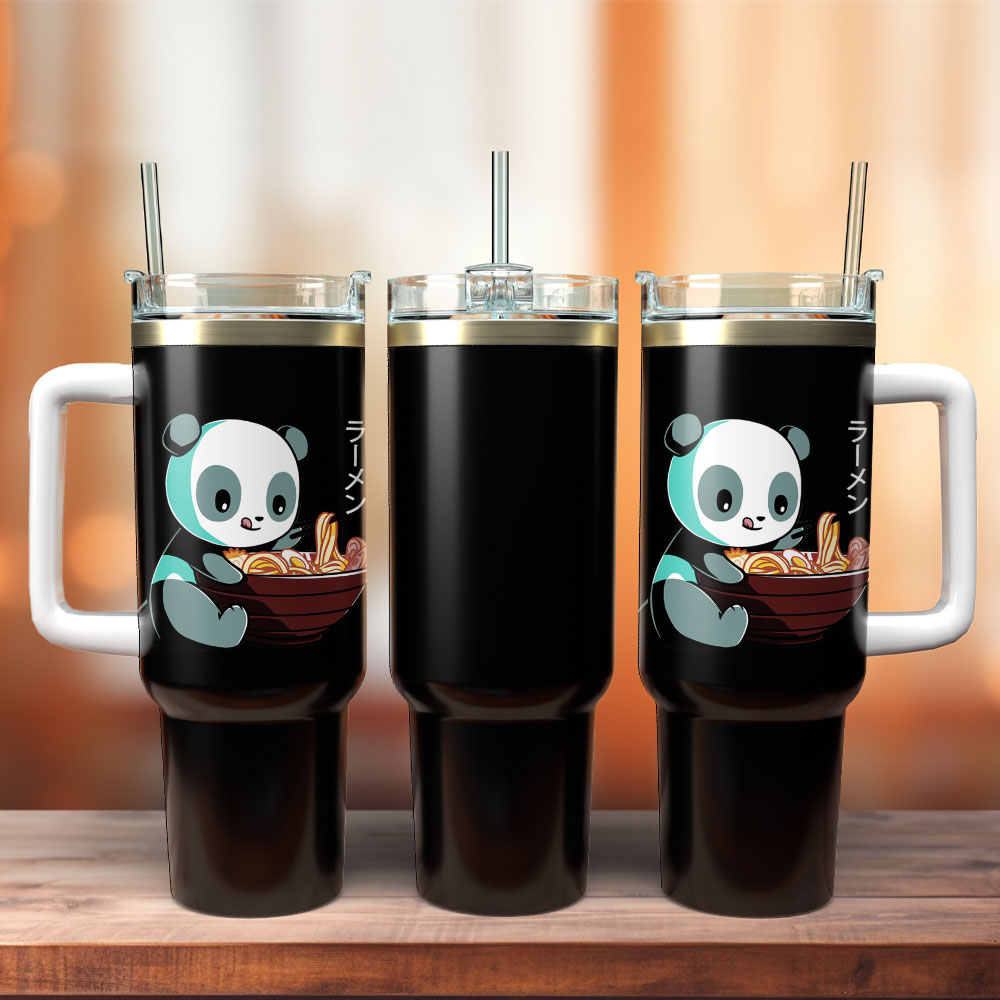 Panda Art Custom Stanley Cup 40 oz 30 oz Tumbler With Handle