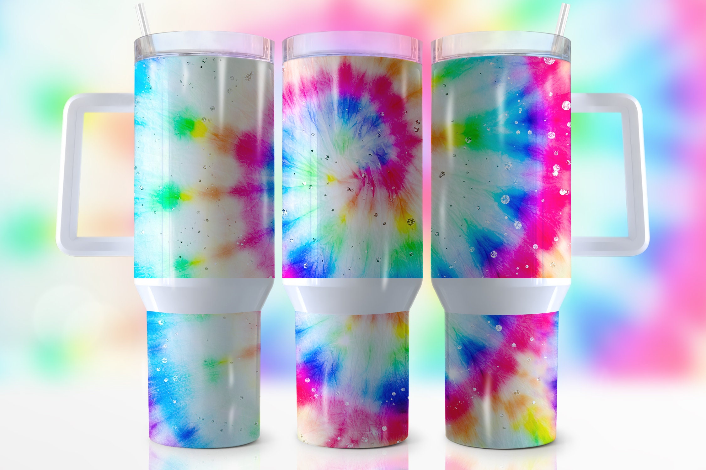 Pastel Tie Dye Custom Stanley Cup 40 oz 30 oz Tumbler With Handle