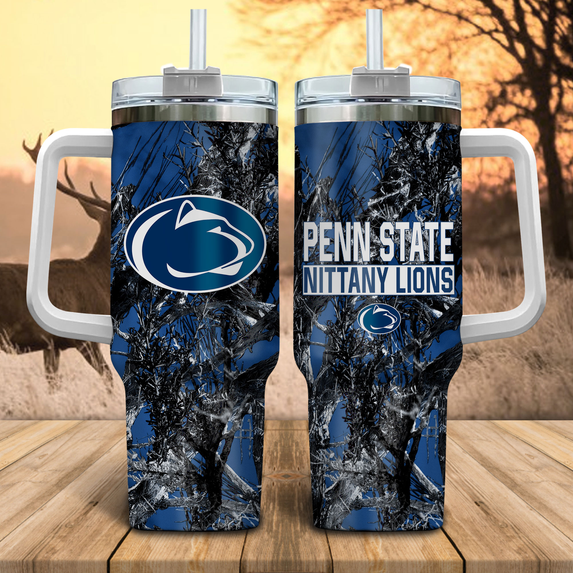 Penn State Nittany Lions NCAA Hunting Custom Stanley Cup 40 oz 30 oz Tumbler With Handle