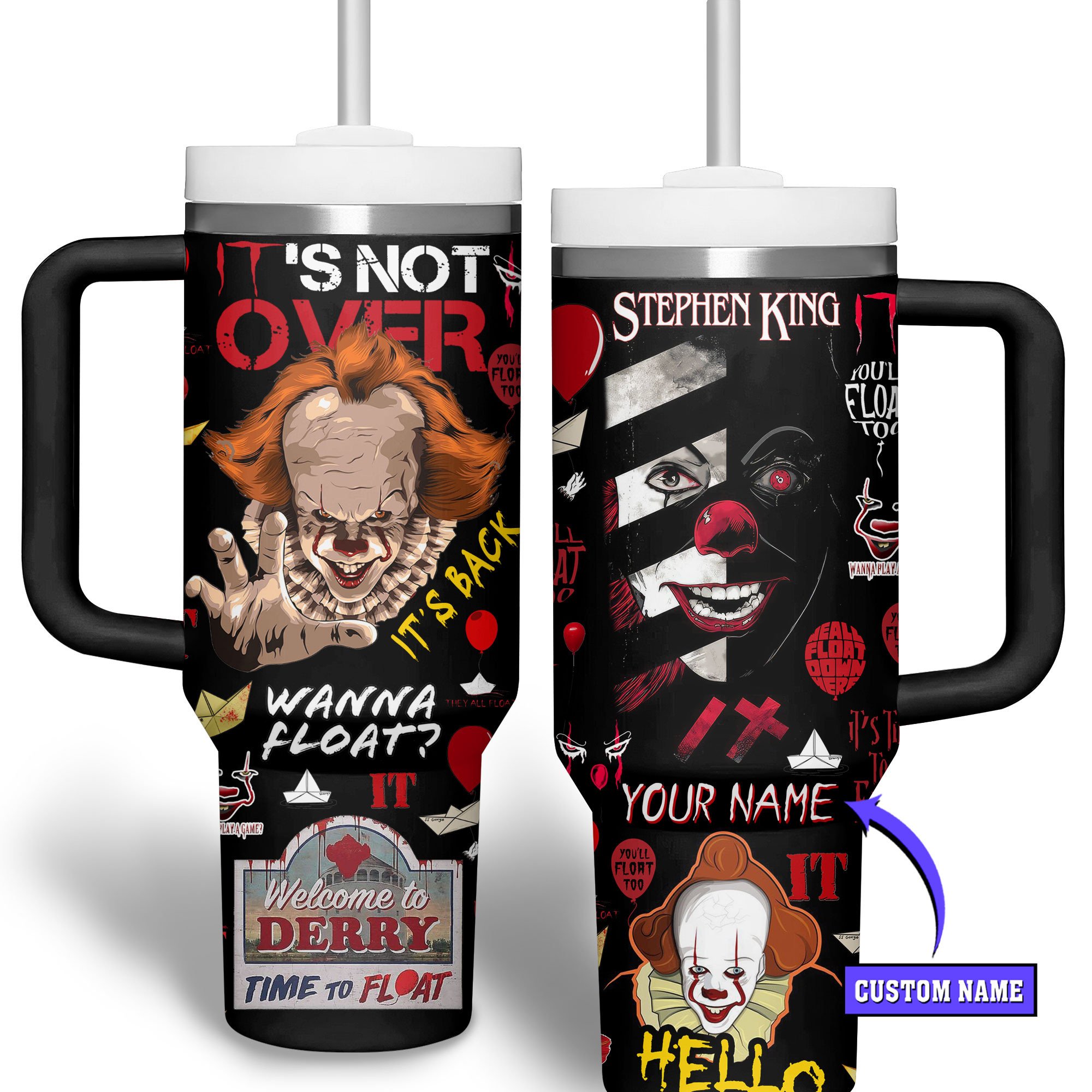 Pennywise Horror Movies Custom Stanley Cup 40 oz 30 oz Tumbler With Handle
