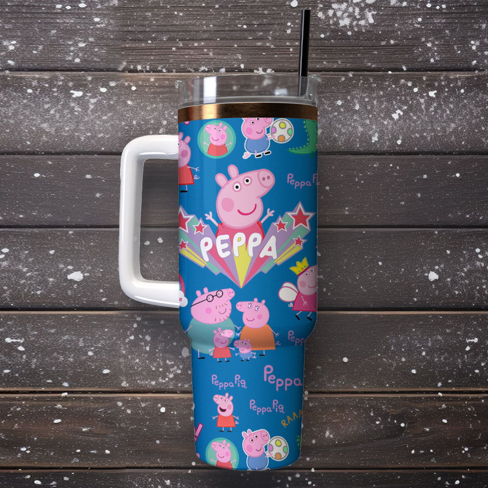 Peppa Pig Cartoon Custom Stanley Cup 40 oz 30 oz Tumbler With Handle