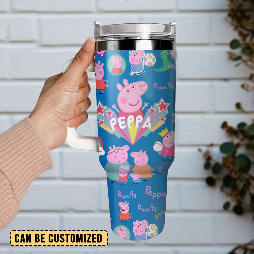 Peppa Pig Cartoon Custom Stanley Cup 40 oz 30 oz Tumbler With Handle